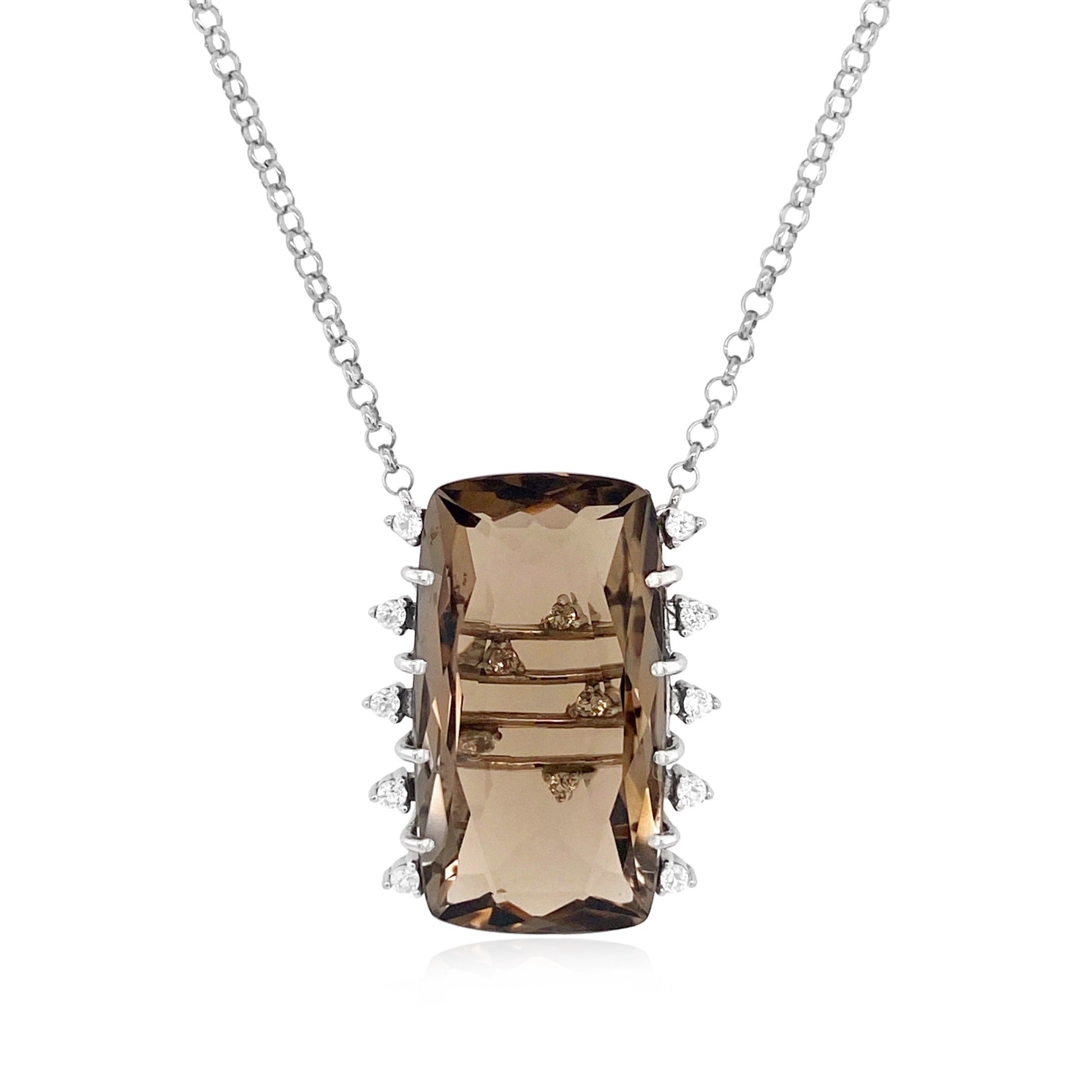 TRANSPARENZA Necklace (0802) - Smoky Quartz / SS