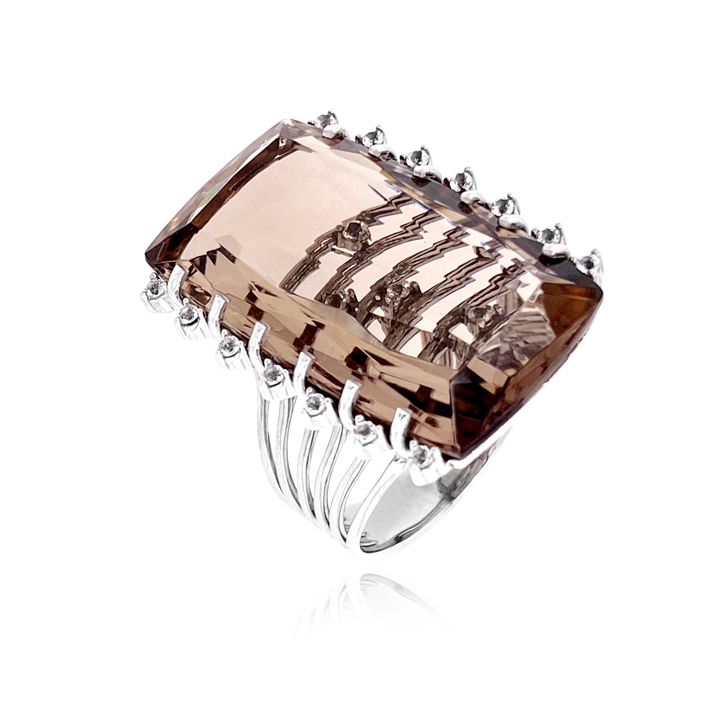 TRANSPARENZA Ring (0802) - Smoky Quartz / SS