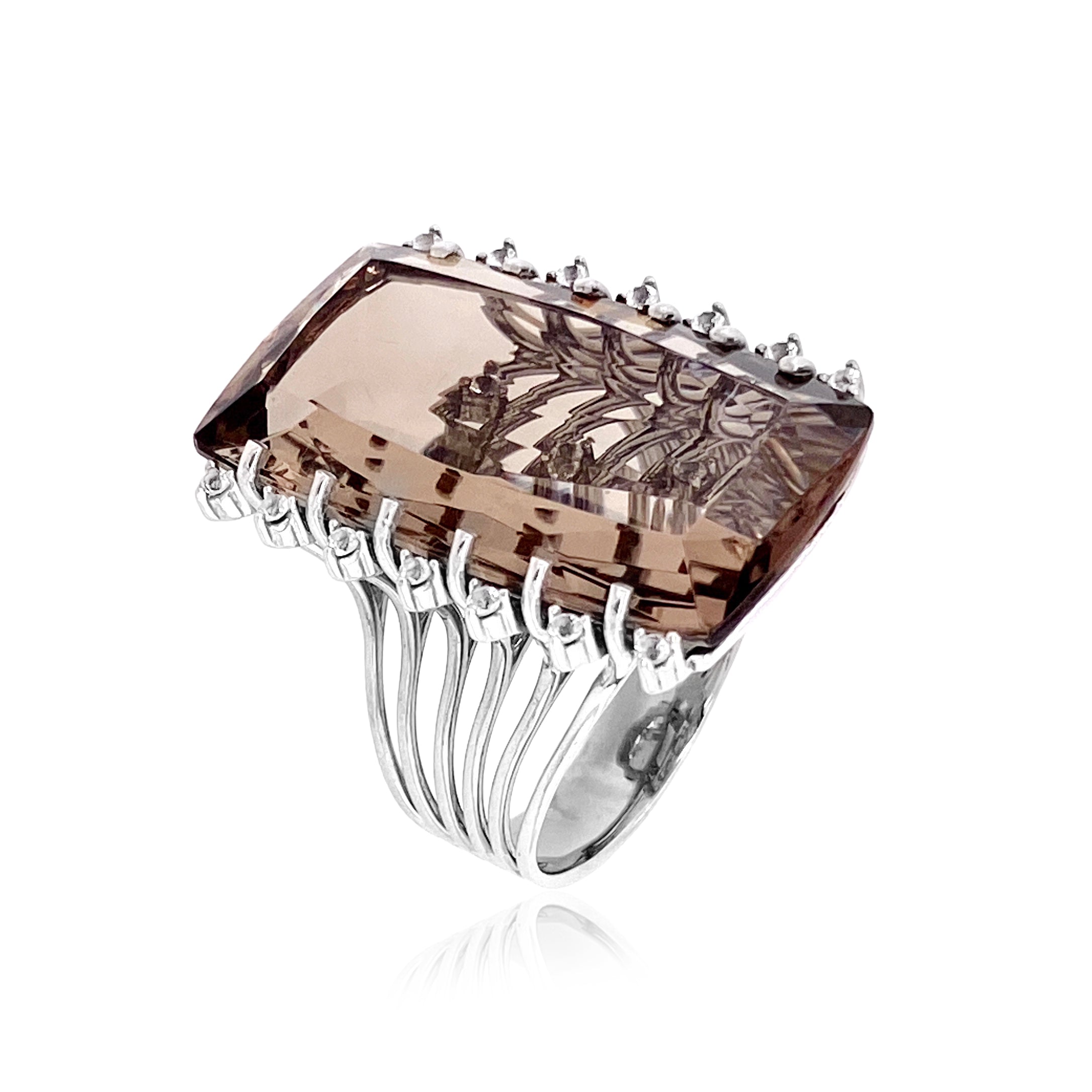 TRANSPARENZA Ring (0802) - Smoky Quartz / SS