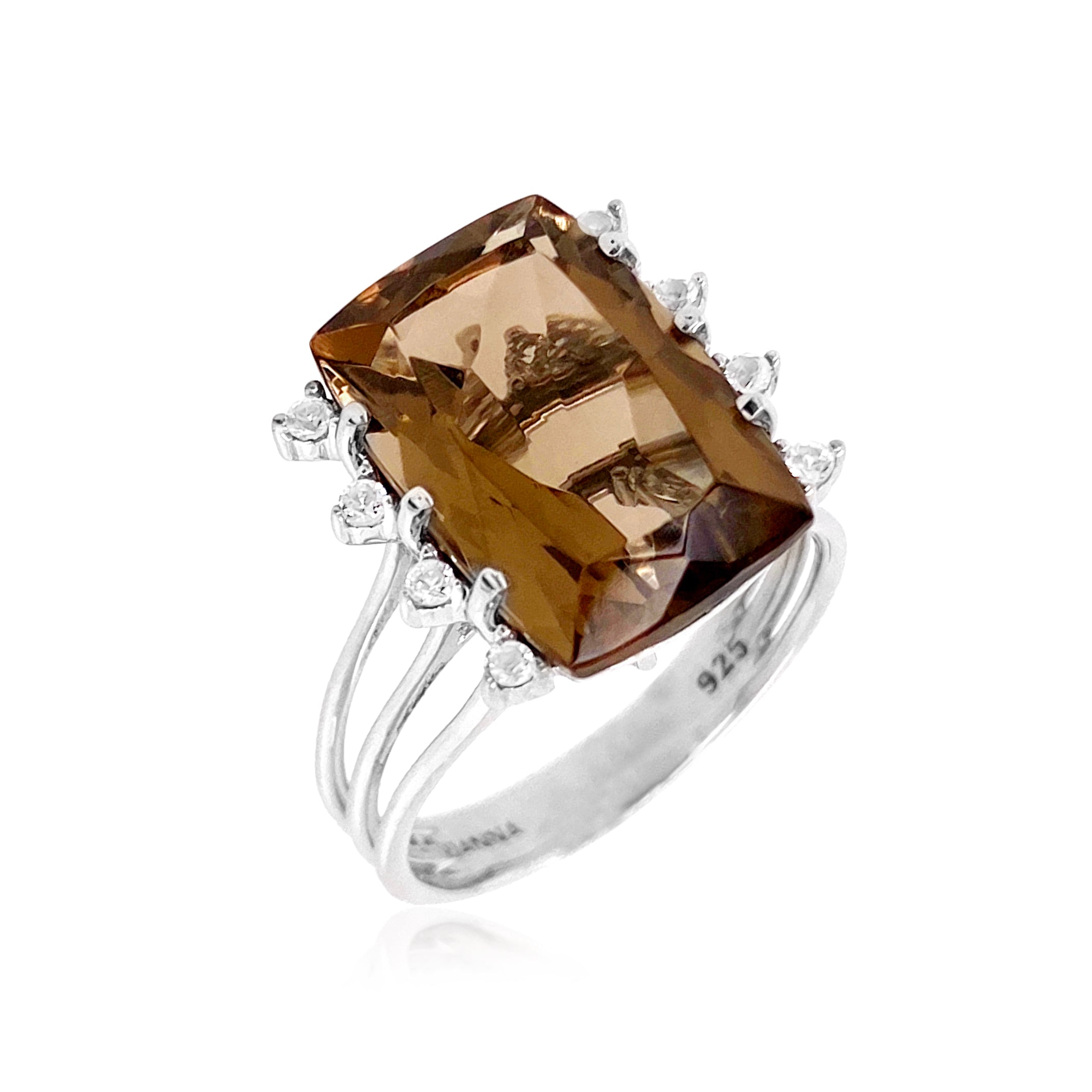 TRANSPARENZA Ring (0802) - Smoky Quartz / SS