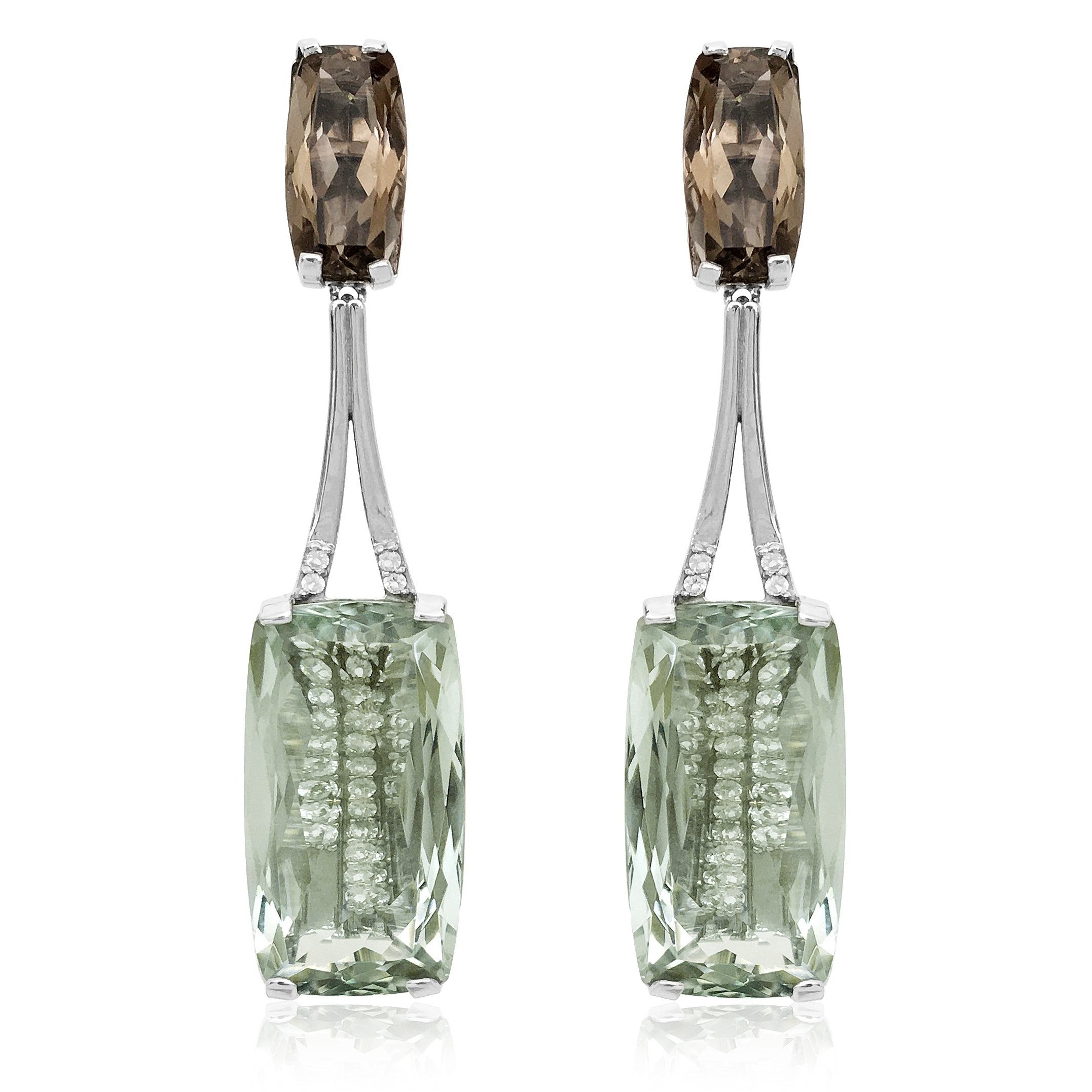 TRANSPARENZA Earrings (0890) - Prasiolite, Smoky Quartz / SS