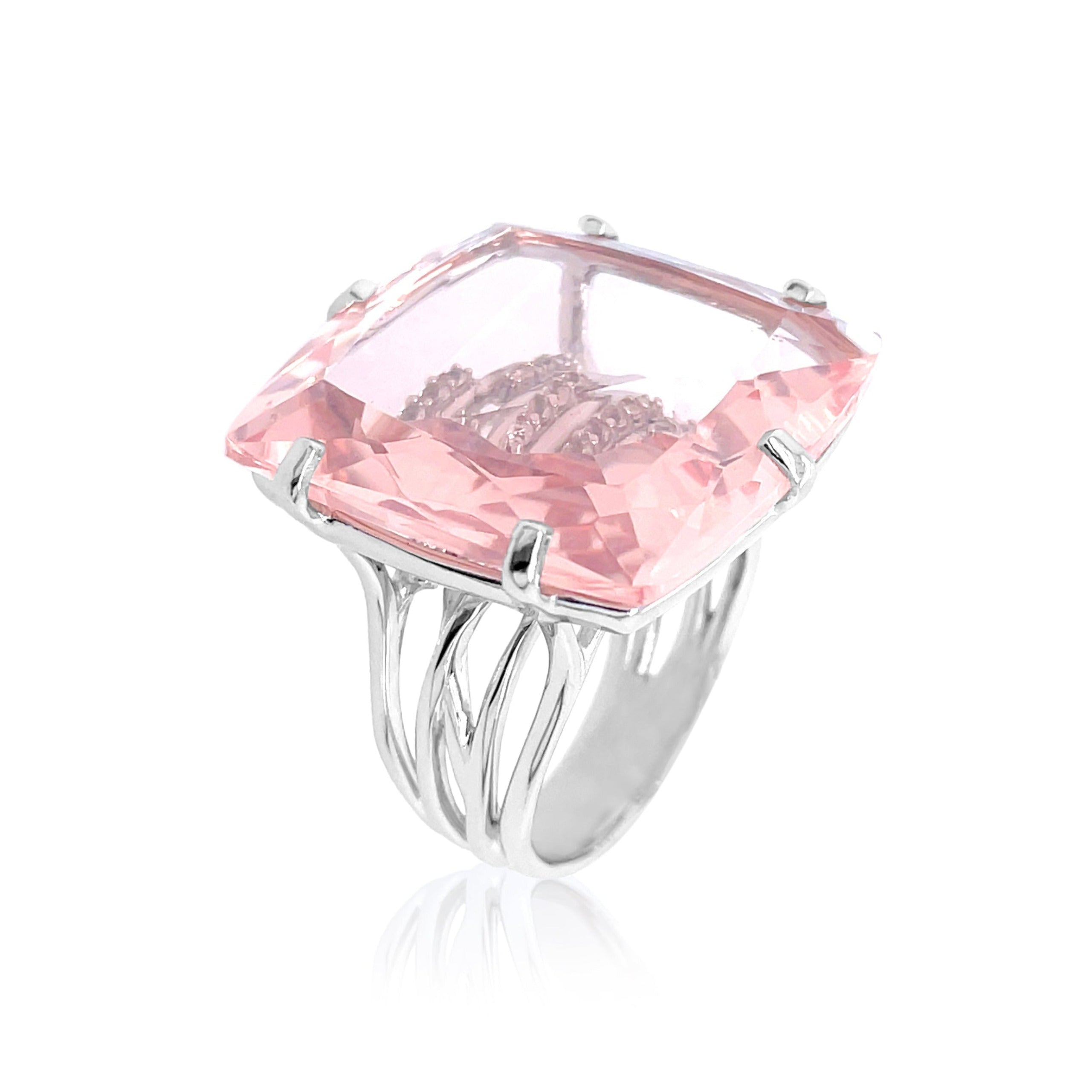 TRANSPARENZA Ring (1052) - Rose Quartz / SS