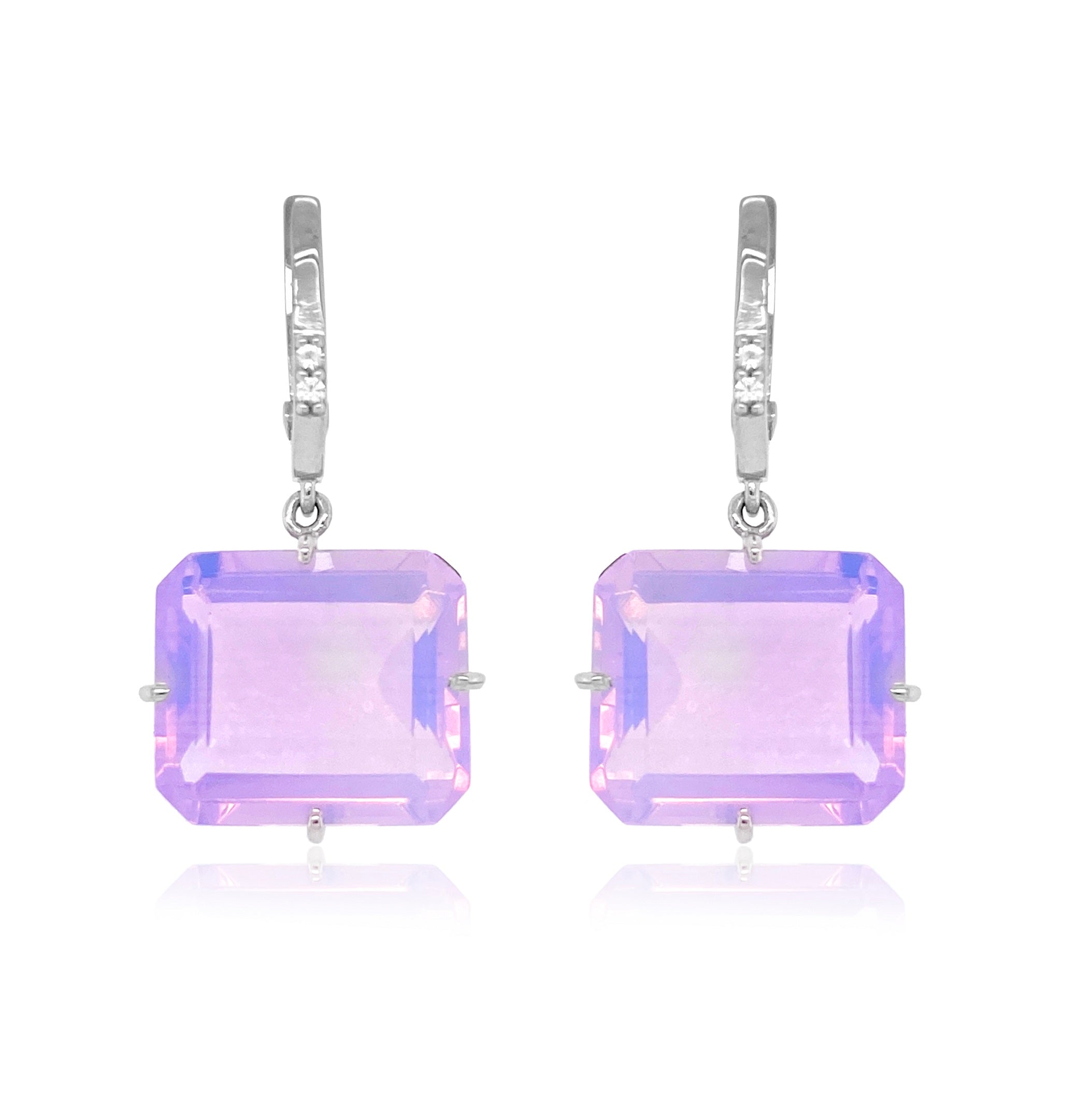 COLUNA Earrings (1156) - Lilac Opal Amethyst / SS