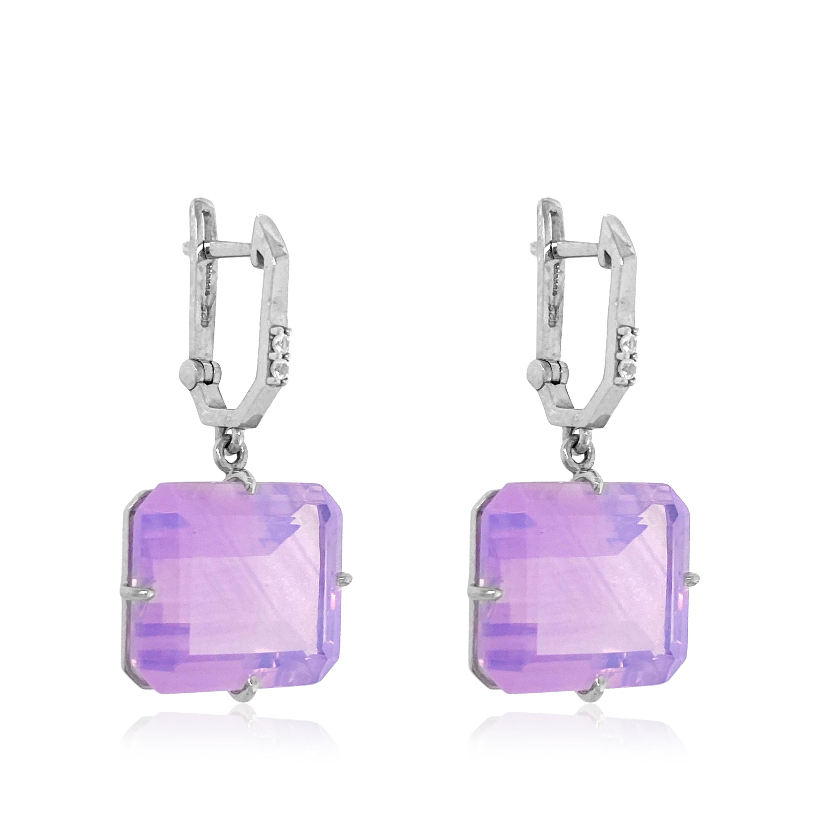 COLUNA Earrings (1156) - Lilac Opal Amethyst / SS