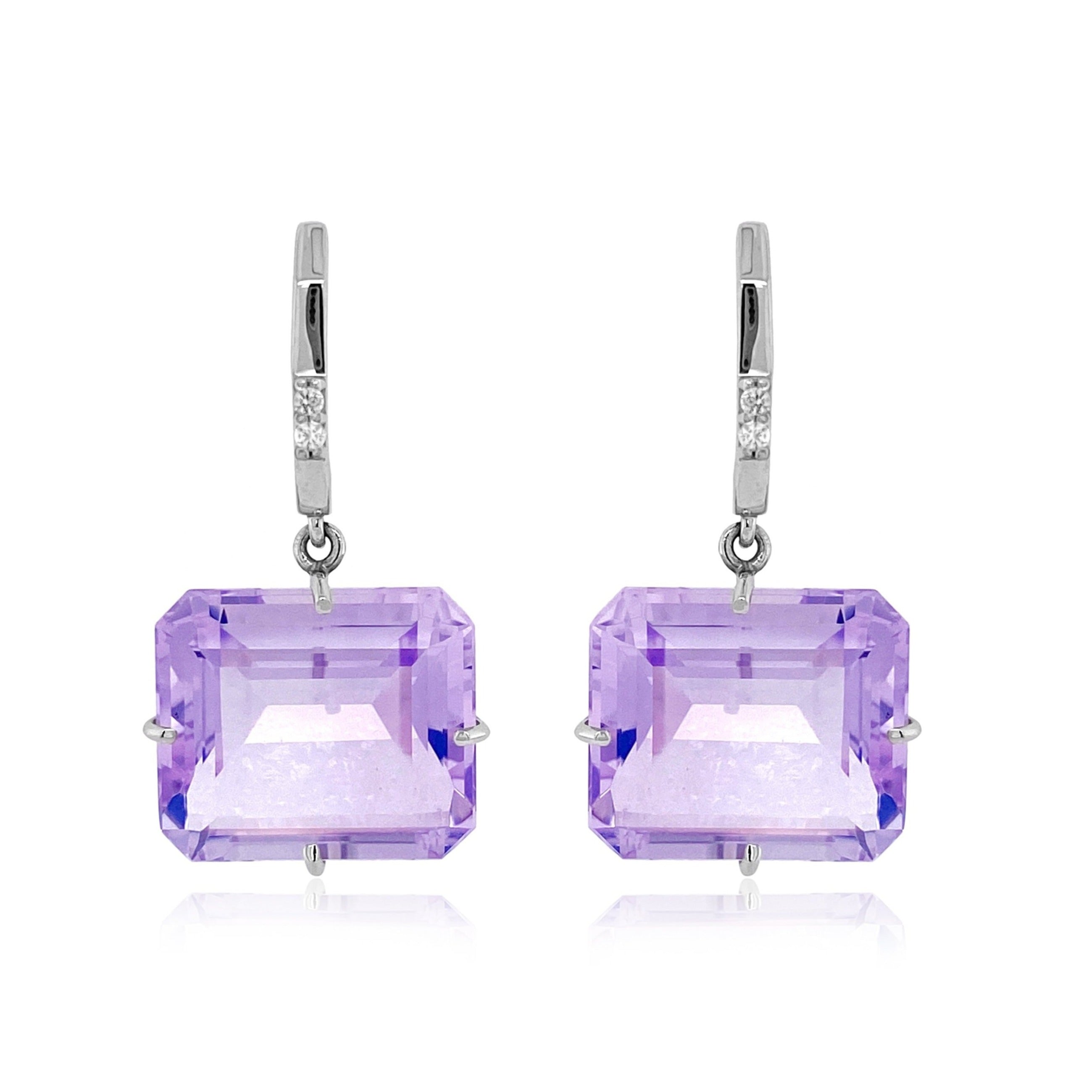 COLUNA Earrings (1156) - Lilac Opal Amethyst / SS