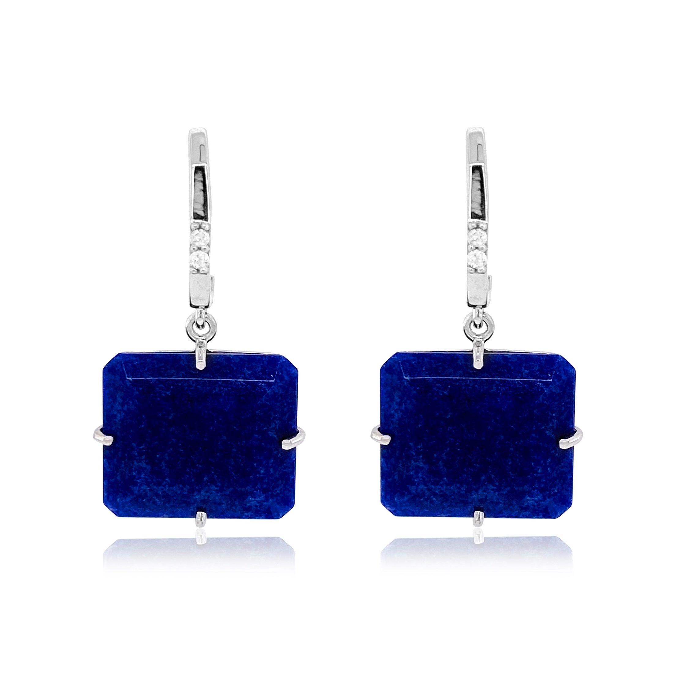COLUNA Earrings (1156) - Navy Blue Quartz / SS