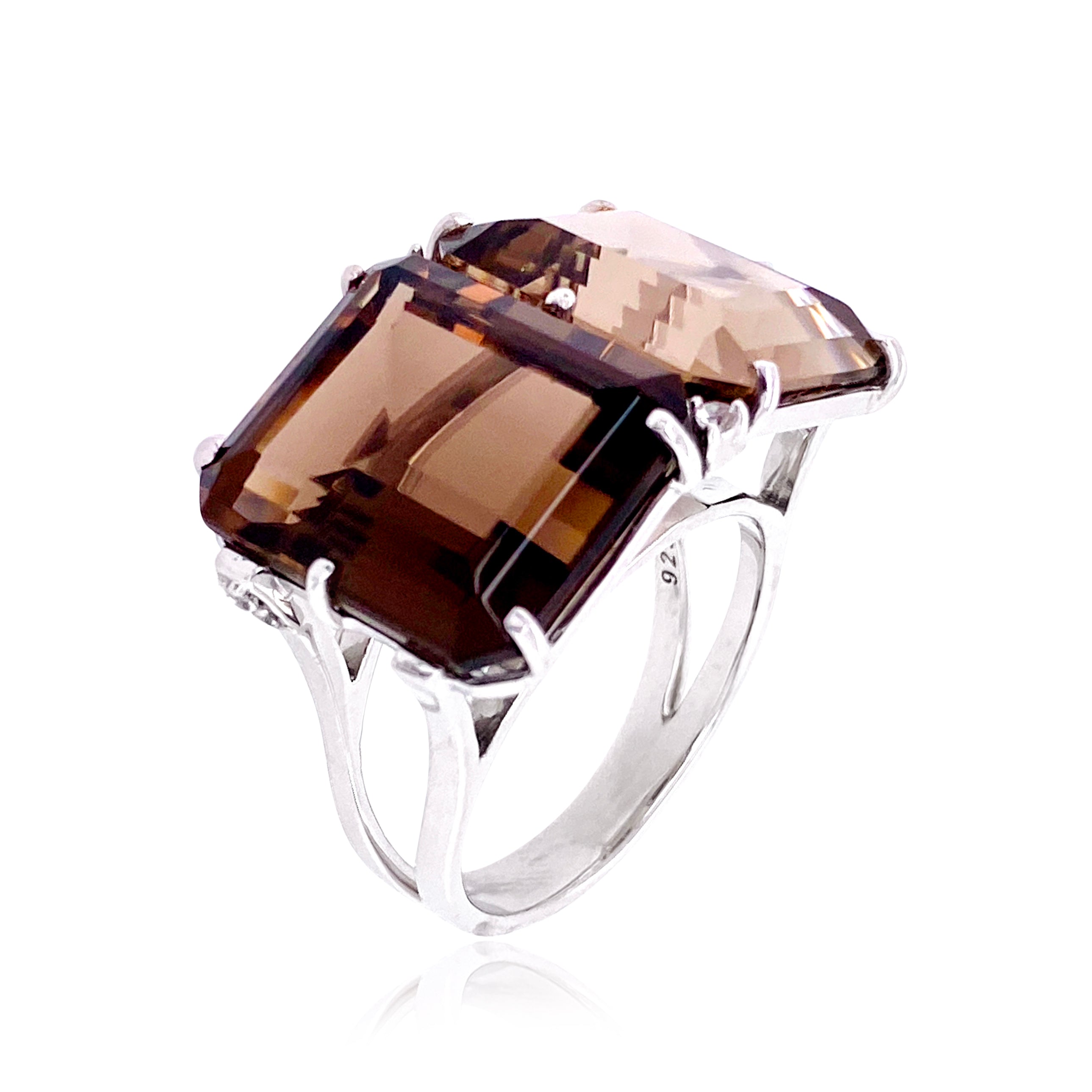 COLUNA Ring (1156) - Smoky Quartz / SS