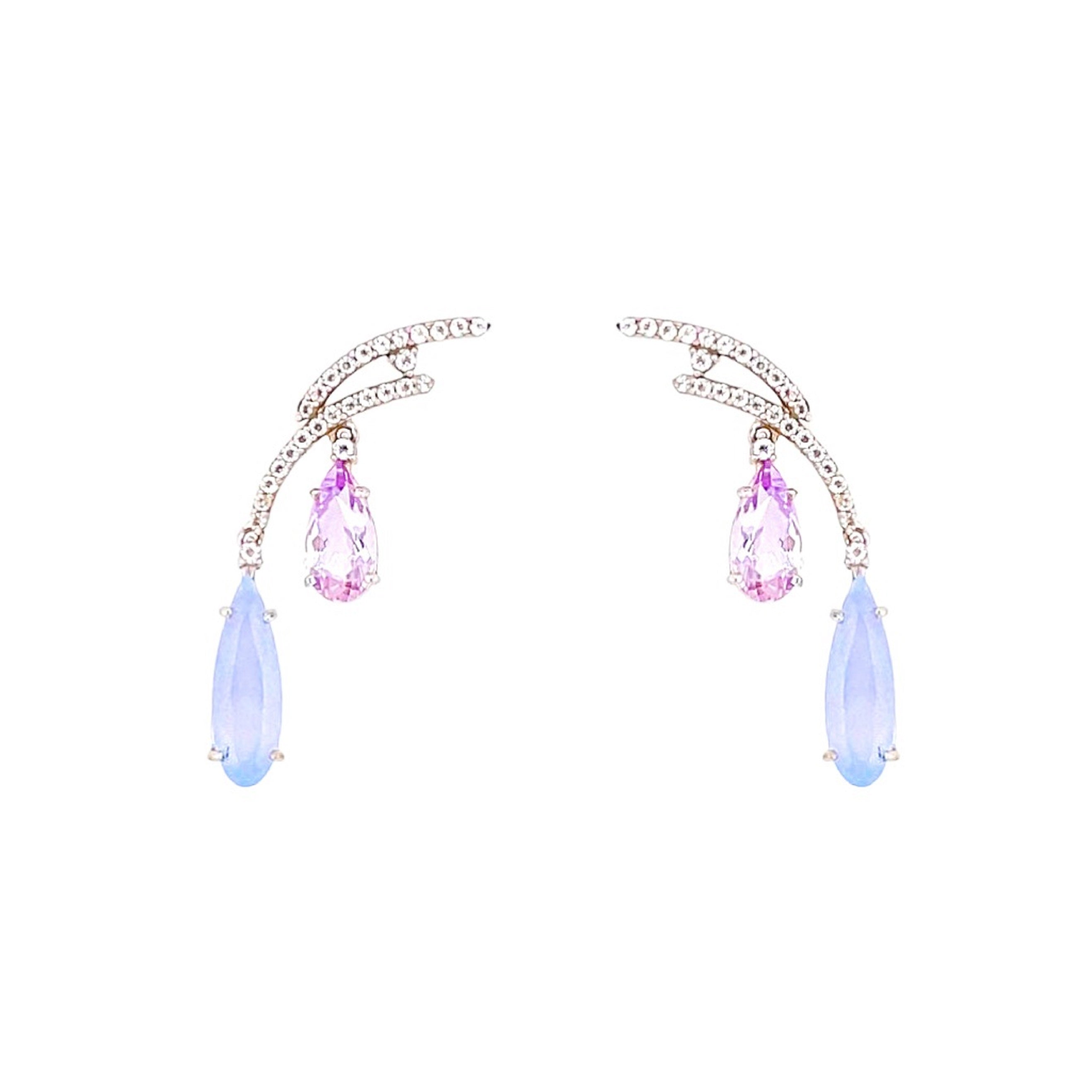 VILLA RICA Earrings (1213) - Pink Amethyst, Chalcedony / SS