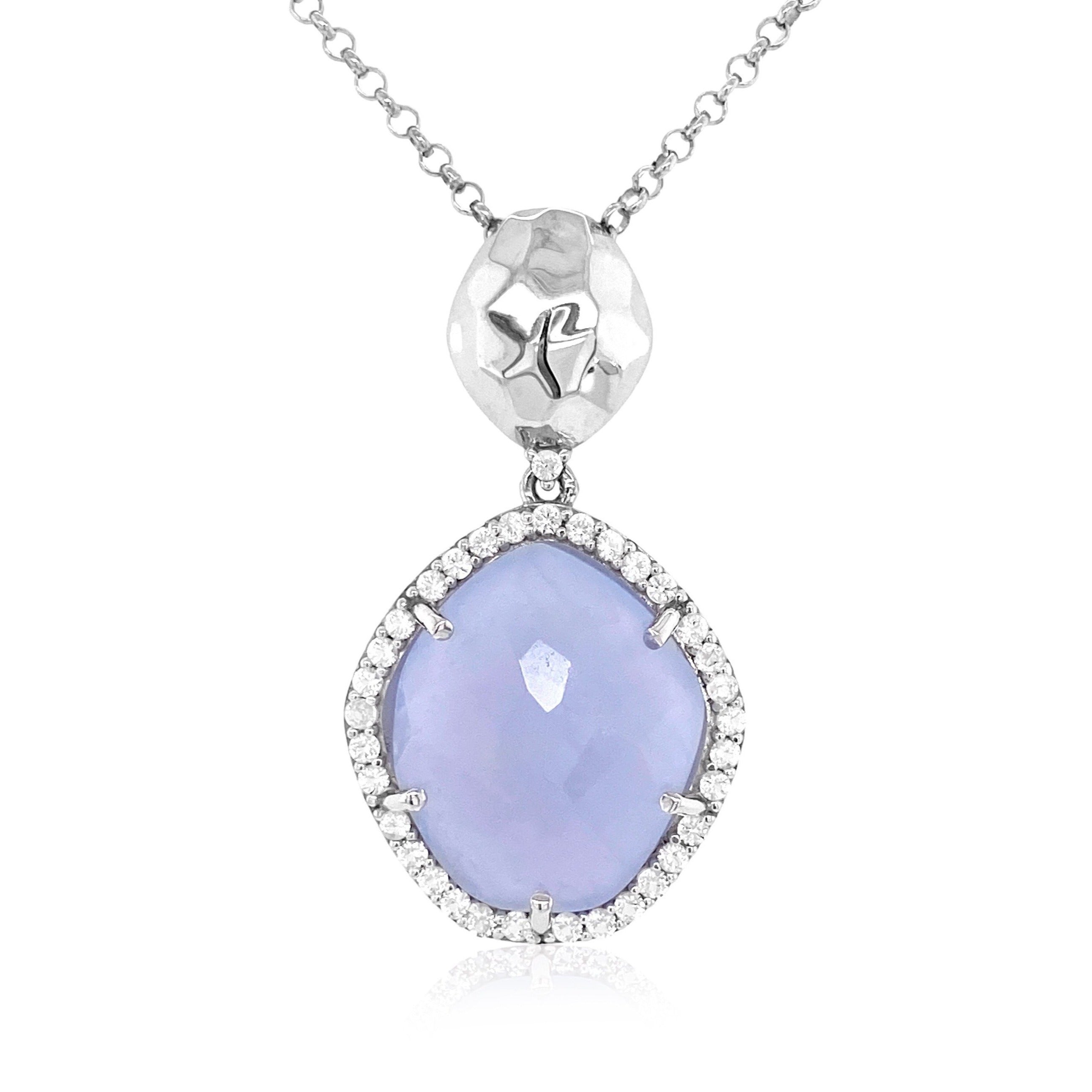 PANORAMA Necklace (1260) - Blue Chalcedony / SS