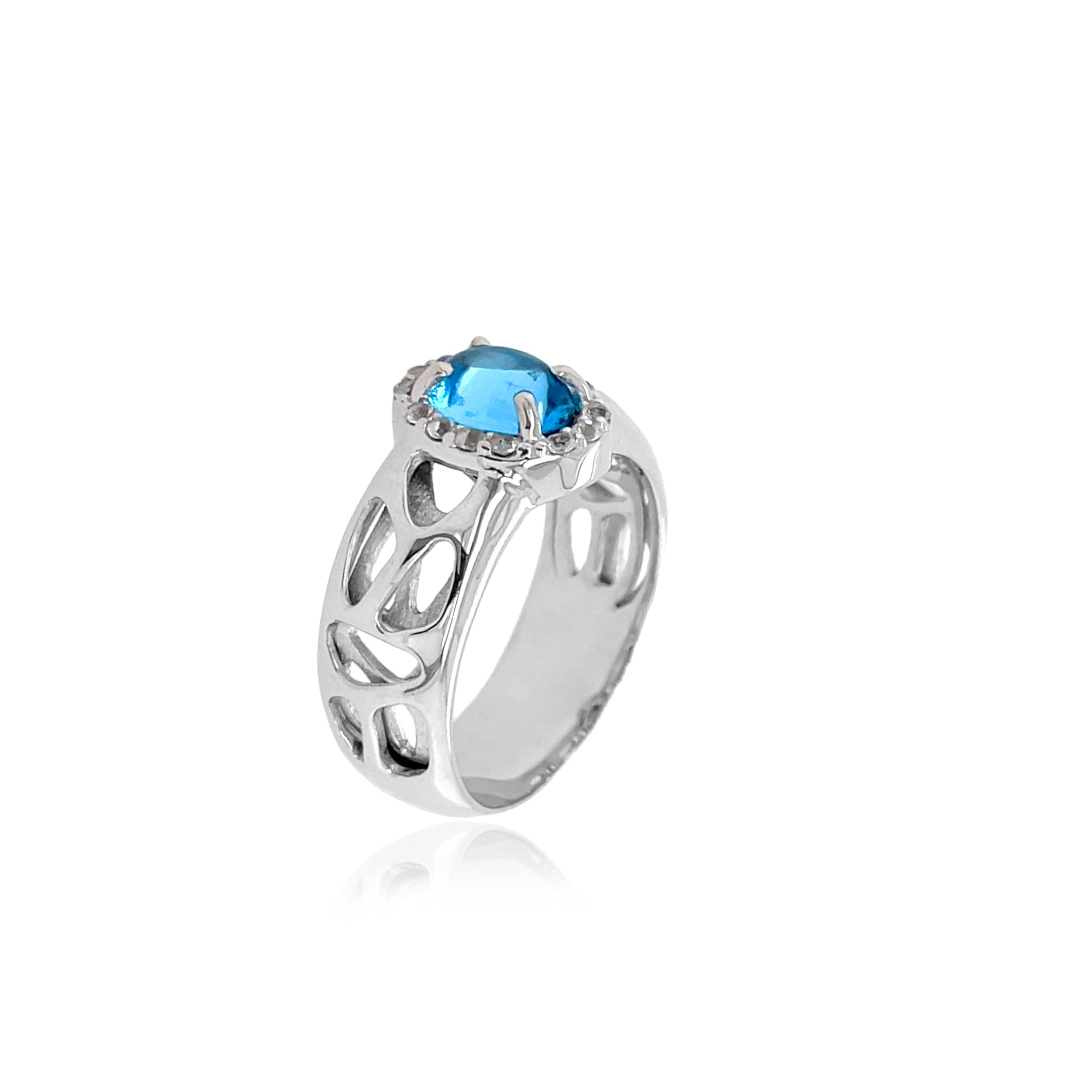 PULSE Ring (1286) - Blue Topaz / SS