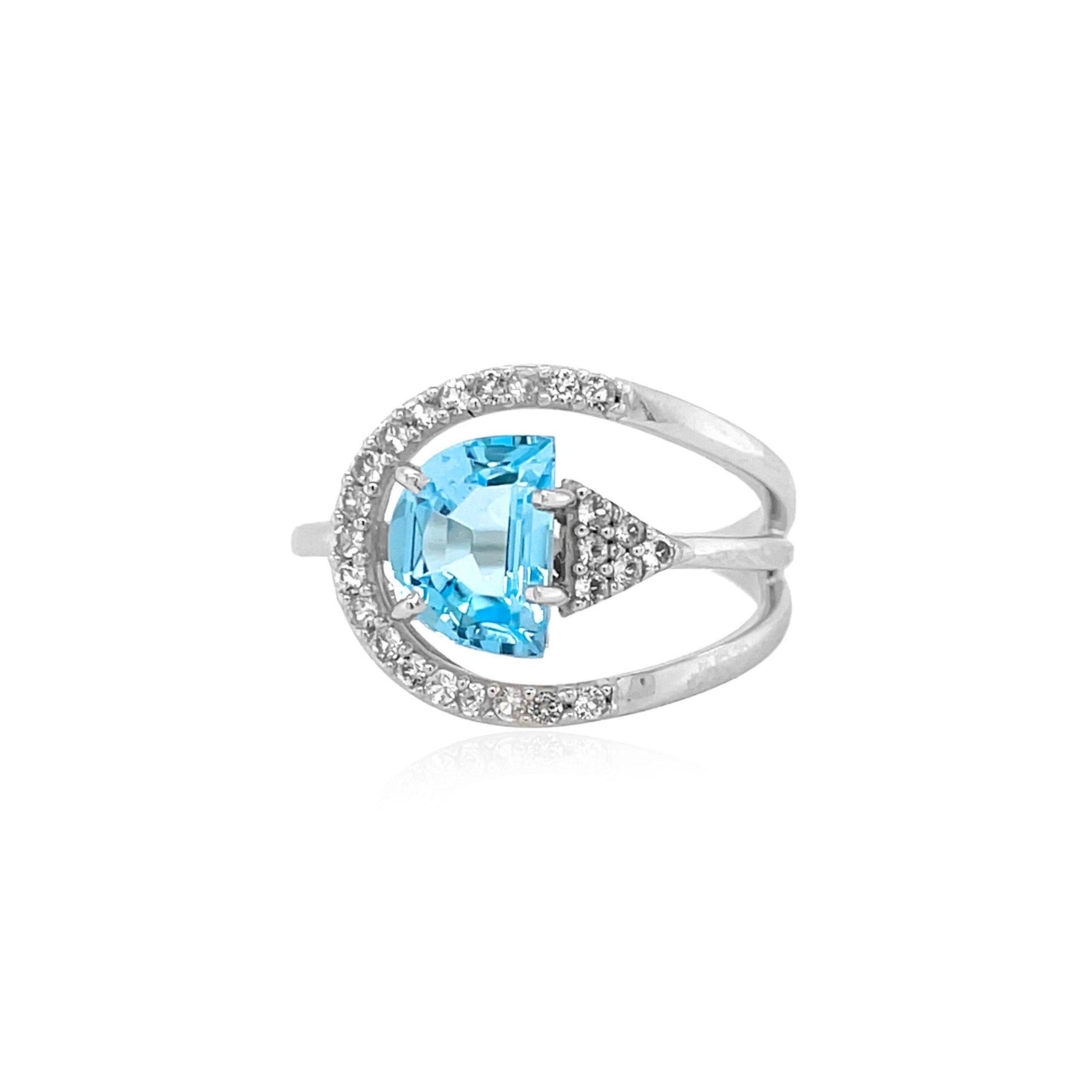 PENDULUM Ring (1321) - Blue Topaz / SS