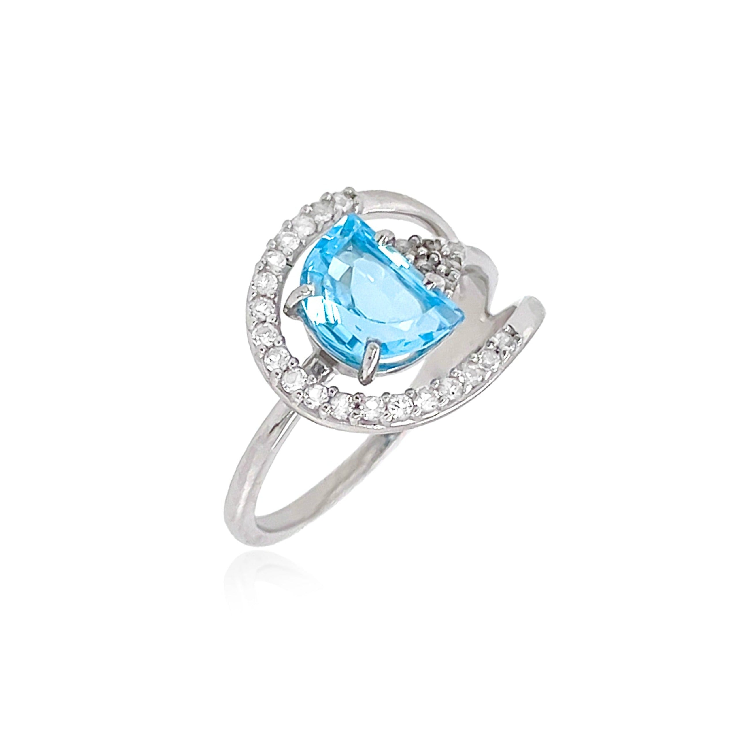 PENDULUM Ring (1321) - Blue Topaz / SS