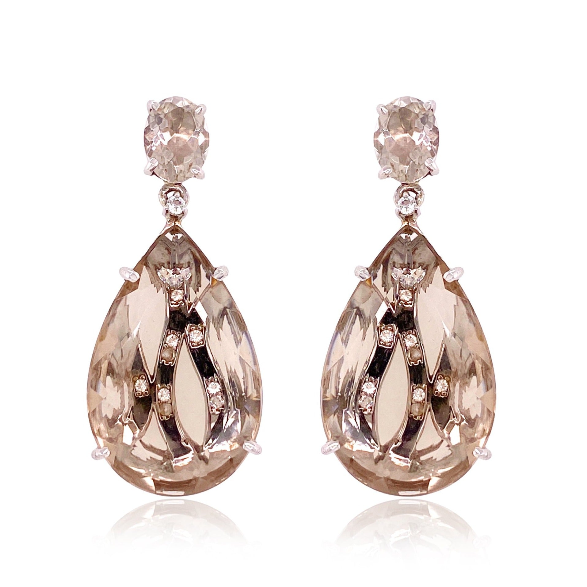 TRANSPARENZA Earrings (0777) - Smoky Quartz / SS