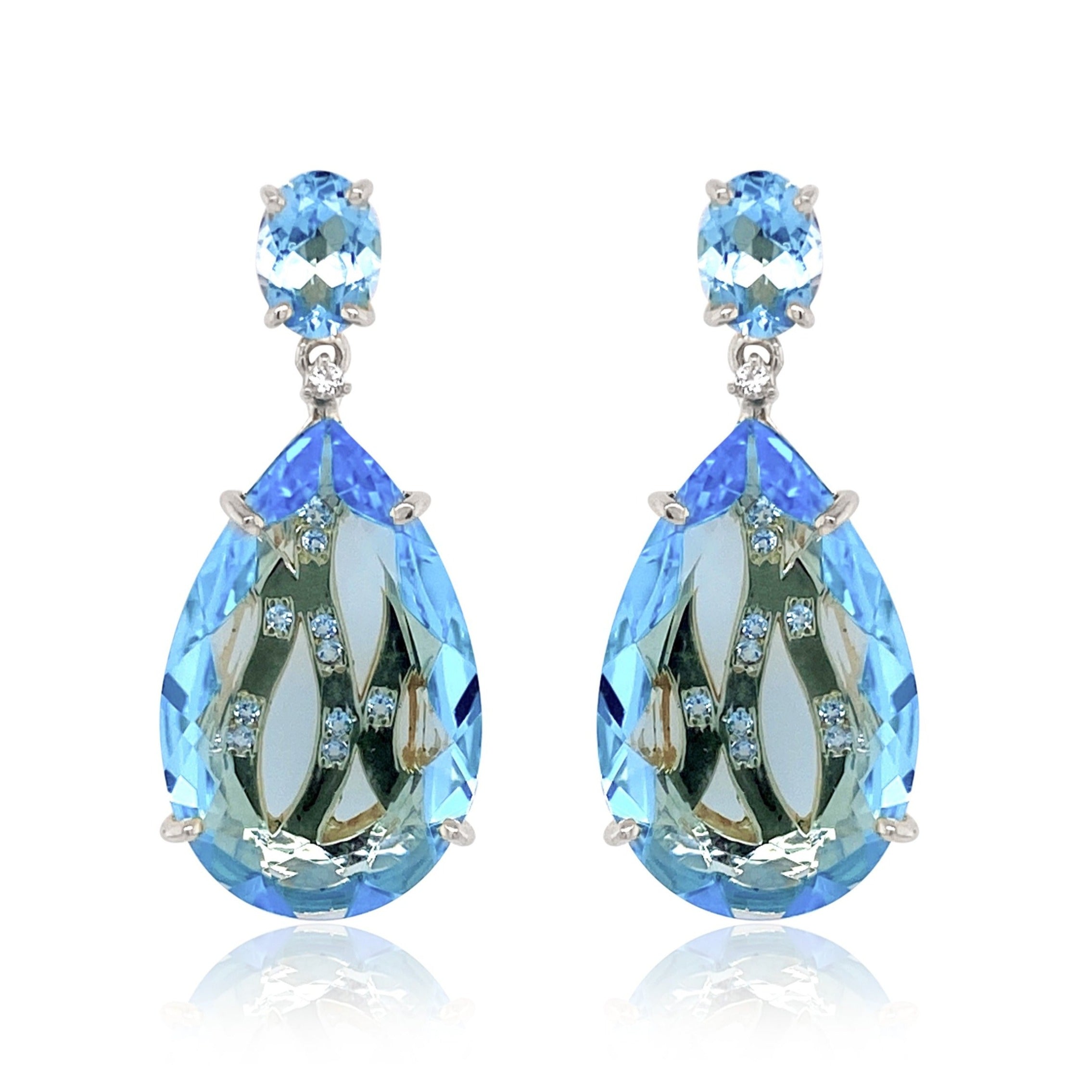 TRANSPARENZA Earrings (0777) - Blue Topaz / YG