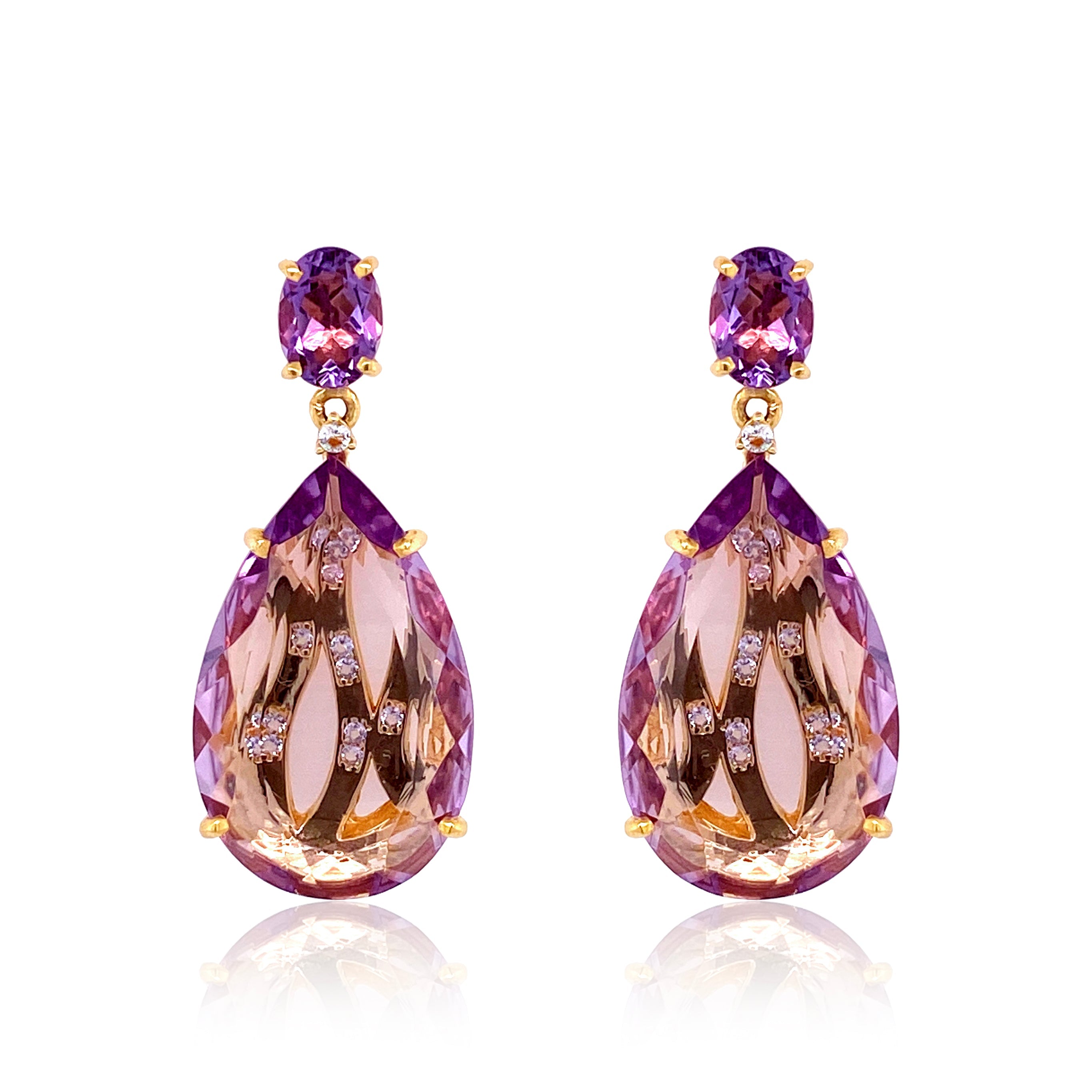 TRANSPARENZA Earrings (0777) - Pink Amethyst, Amethyst / RG