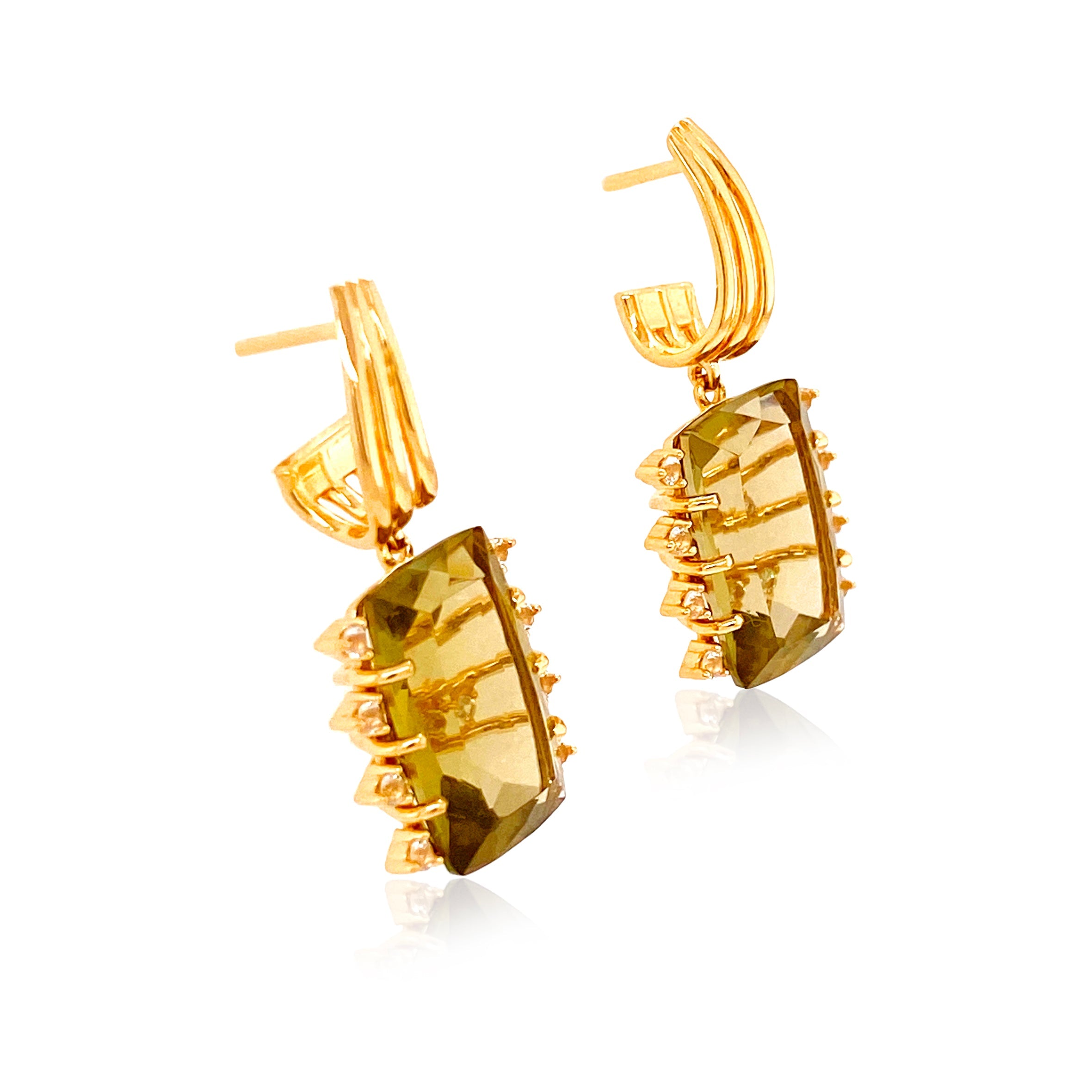 TRANSPARENZA Earrings (0802)- Olive Quartz / YG