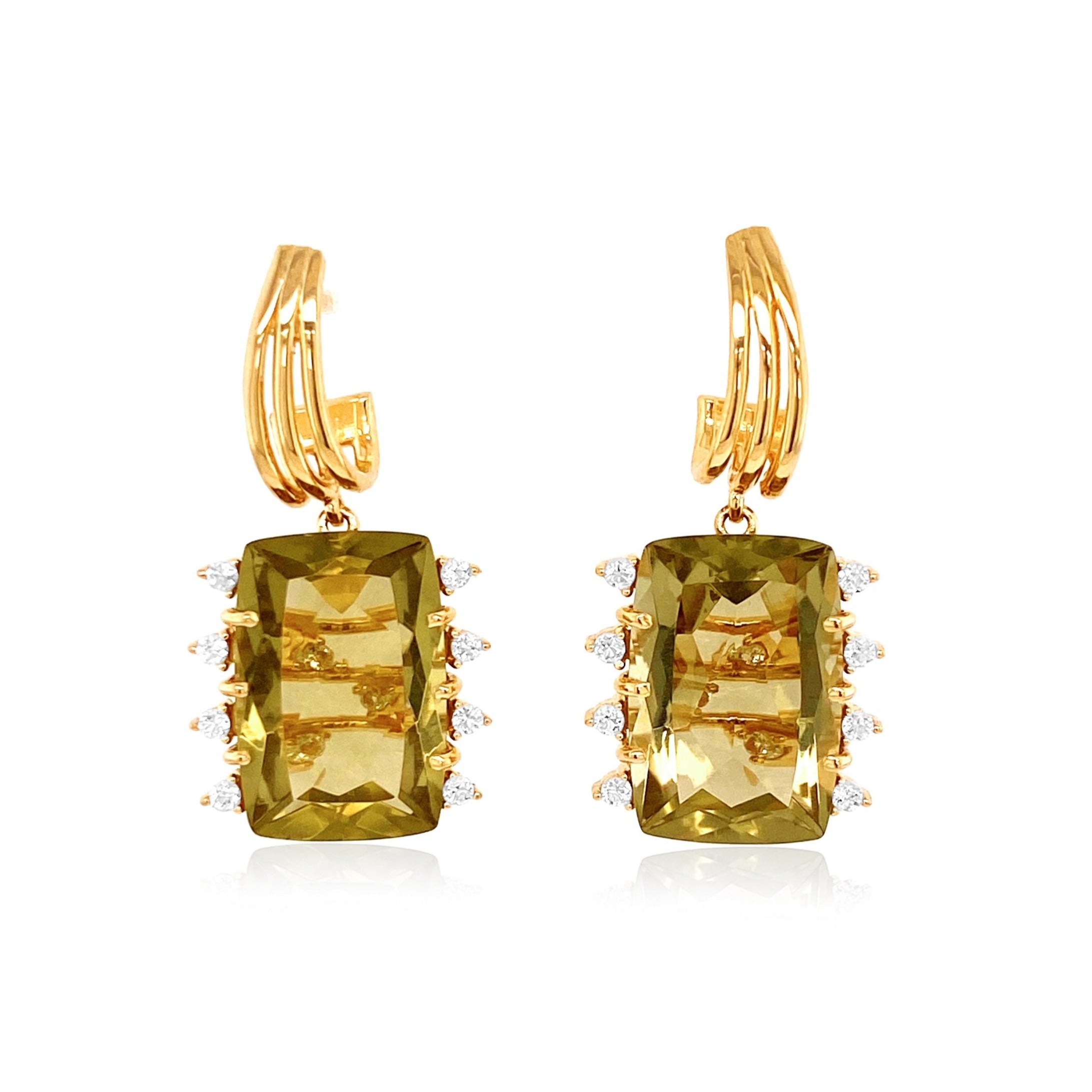 TRANSPARENZA Earrings (0802)- Olive Quartz / YG