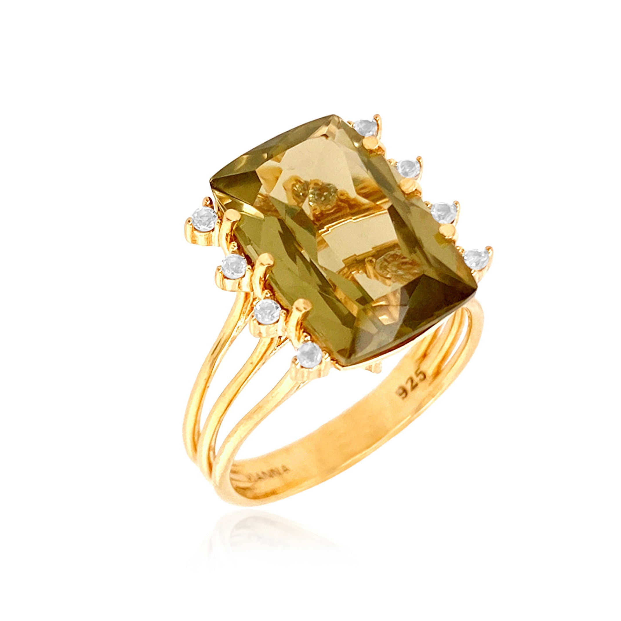 TRANSPARENZA Ring (0802) - Olive Quartz / YG