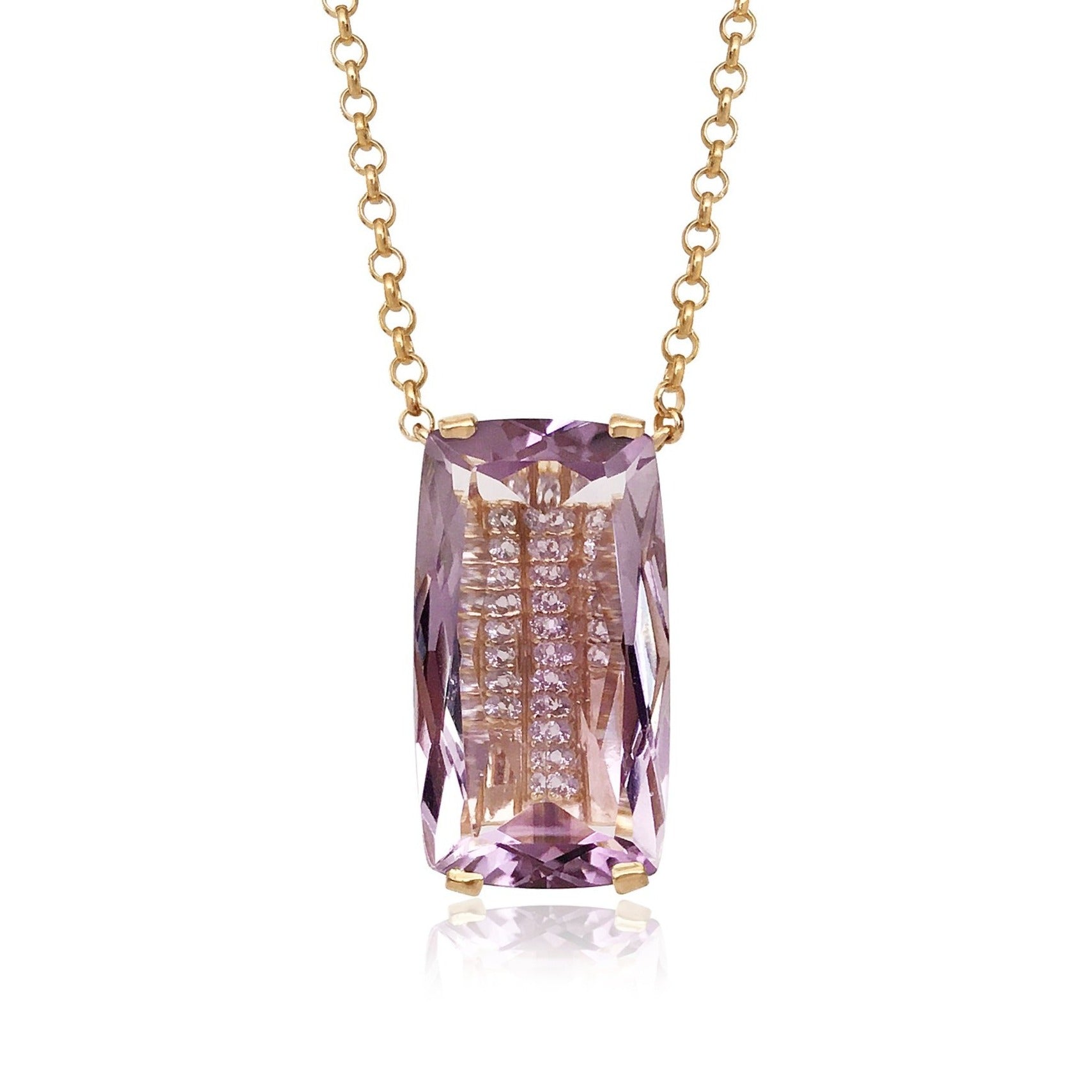 TRANSPARENZA Necklace (0890) - Pink Amethyst / YG