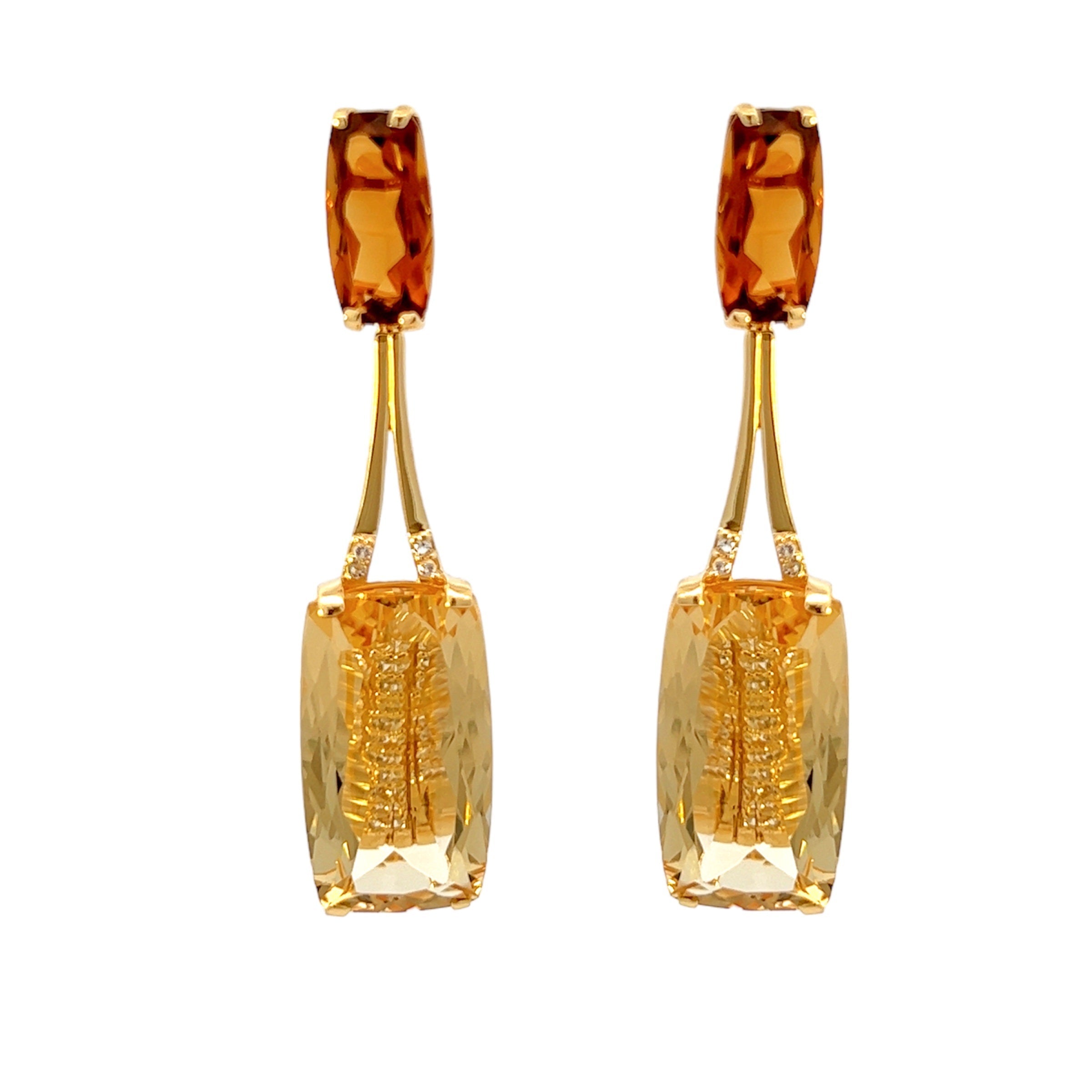 TRANSPARENZA Earrings (0890) - Whiskey Citrine, Yellow Light Citrine / YG