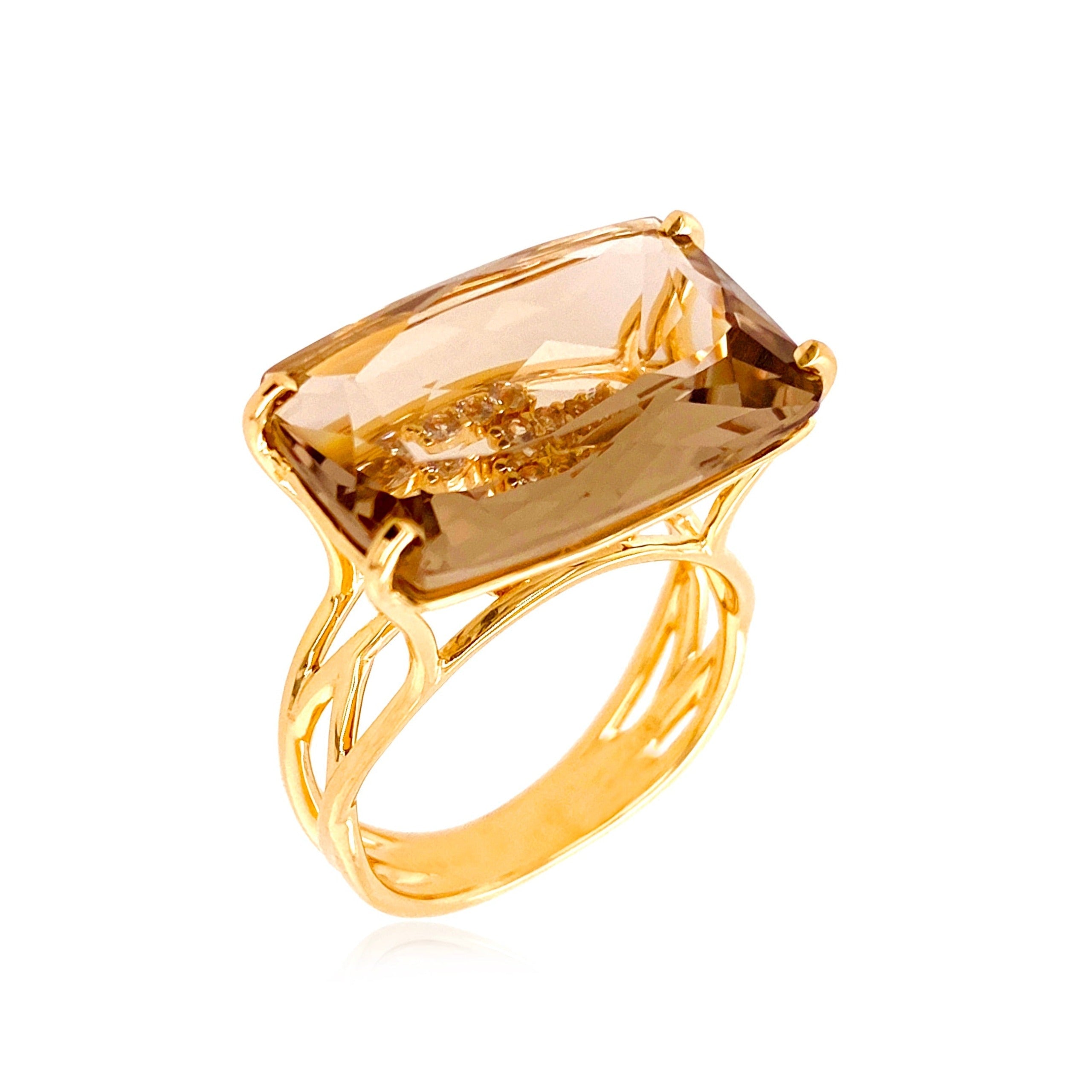 TRANSPARENZA Ring (1052) - Smoky Quartz / YG