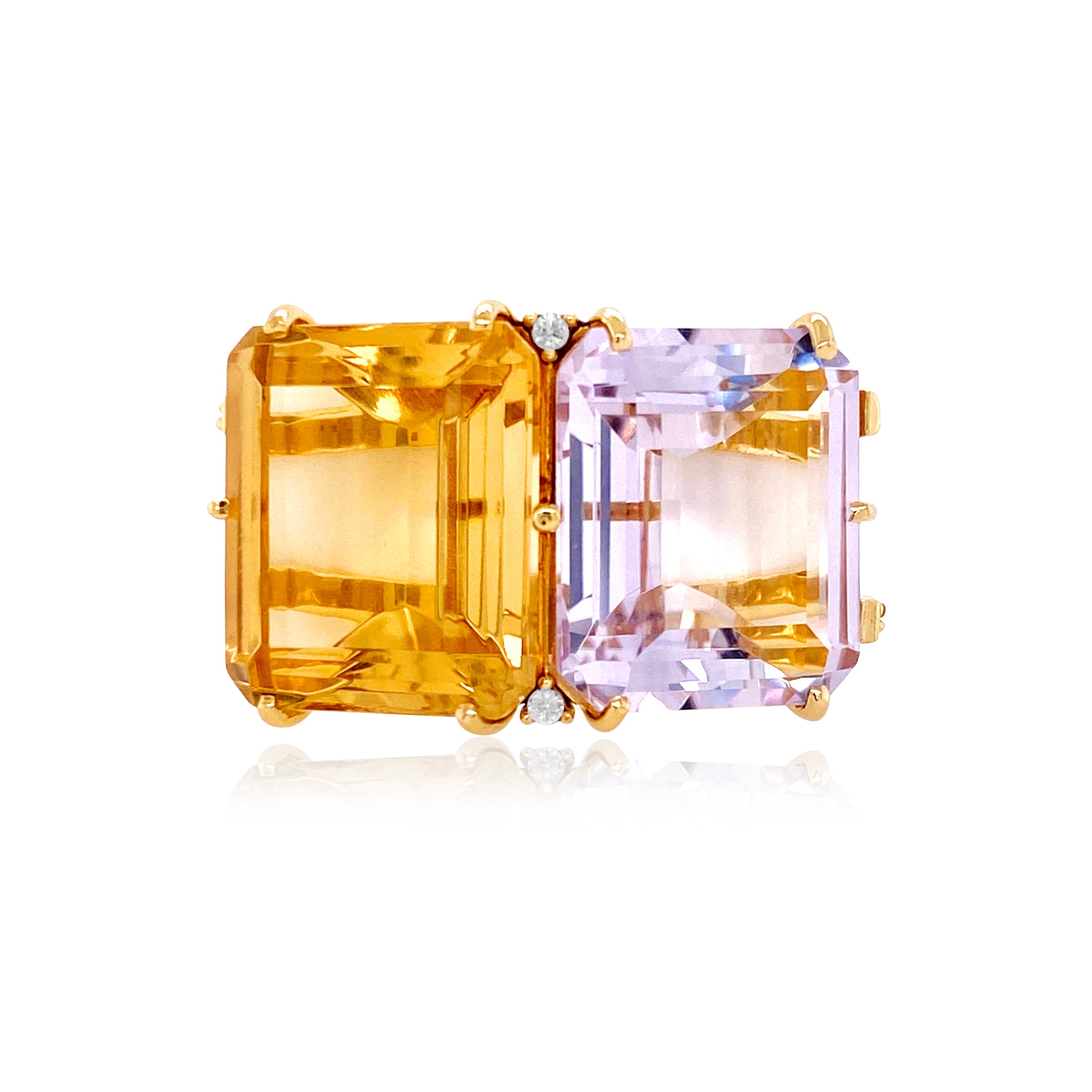 COLUNA Ring (1156)  - Pink Amethyst, Light Citrine  / YG