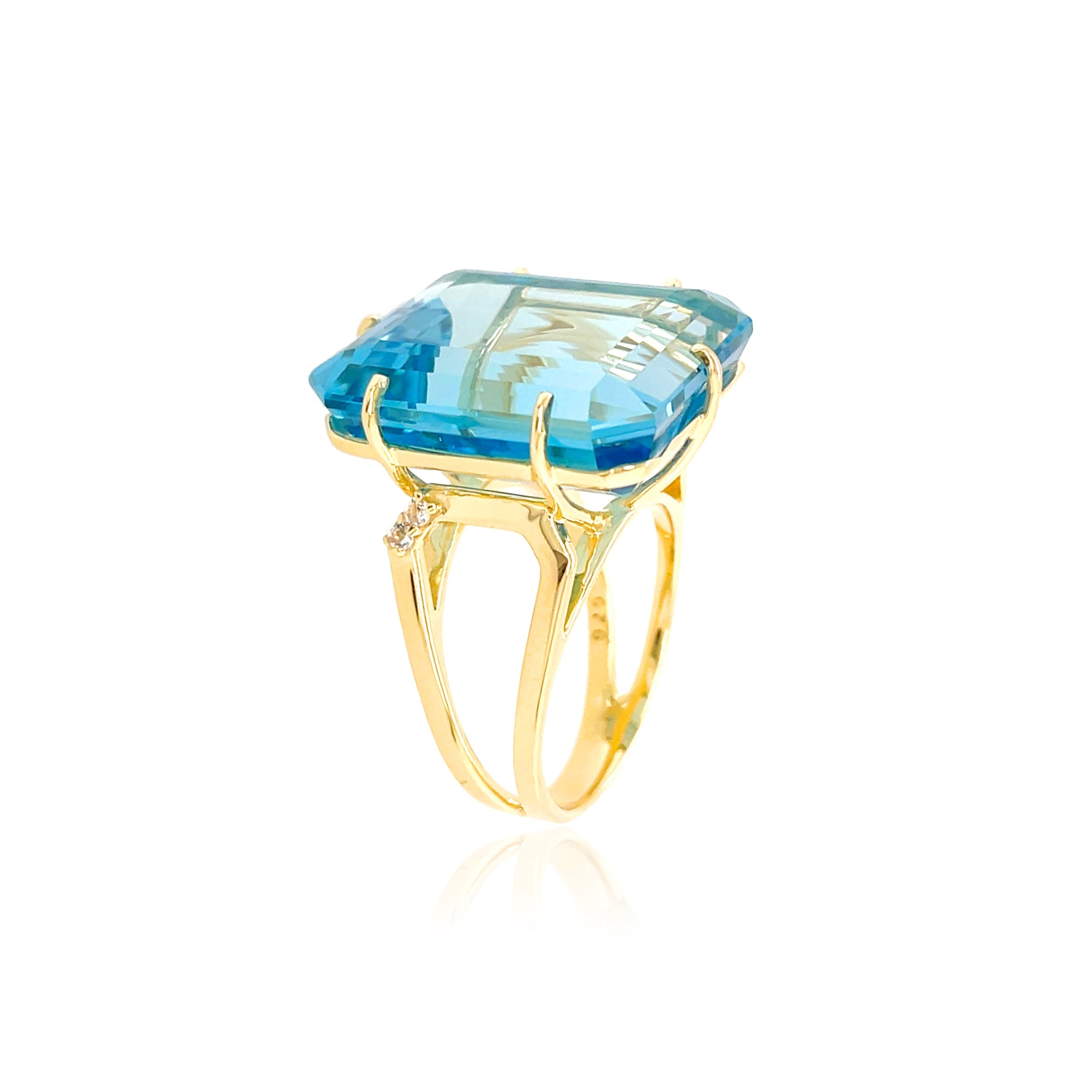 COLUNA Ring (1156) - Blue Topaz / YG