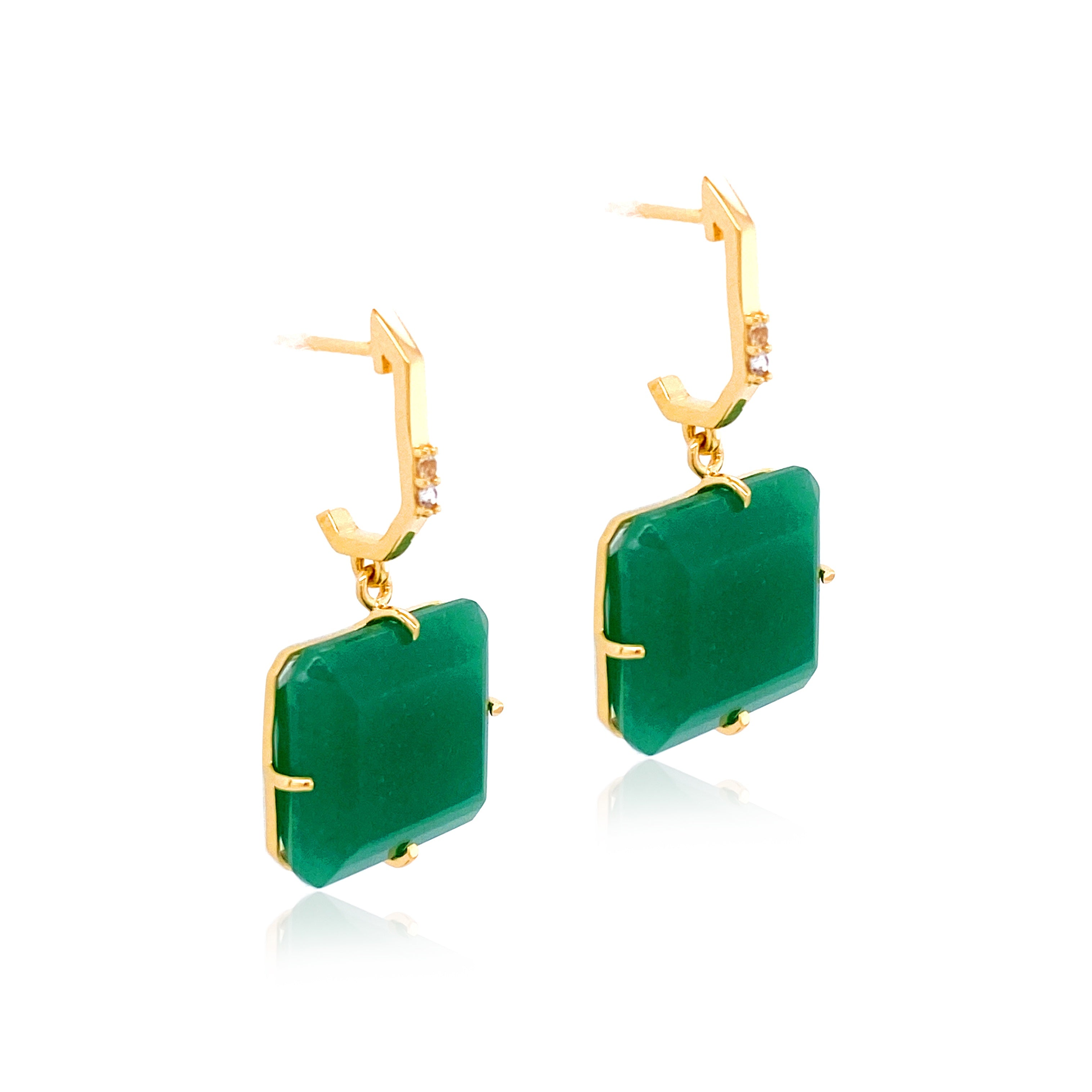 COLUNA Earrings (1156) - Green Quartz / YG