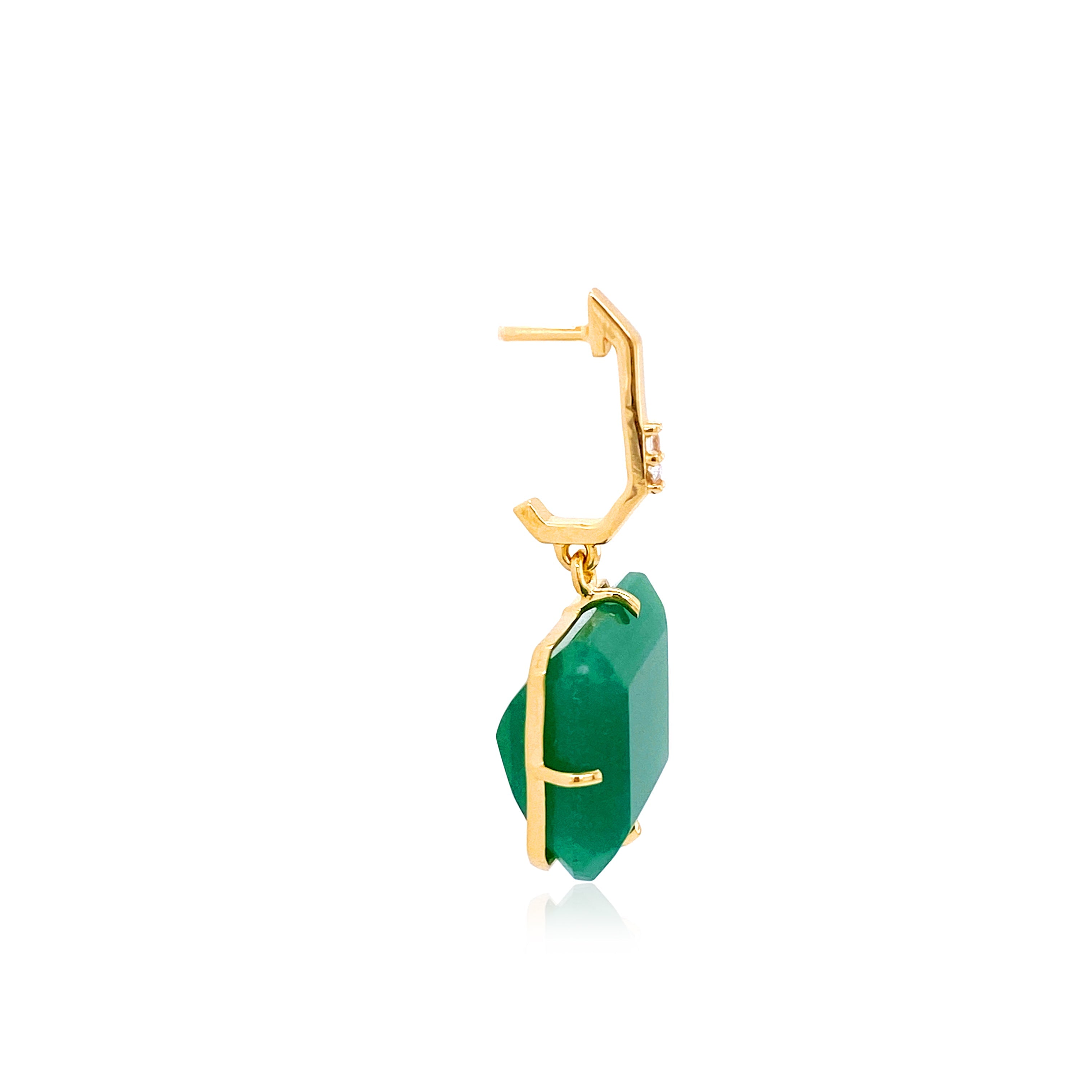 COLUNA Earrings (1156) - Green Quartz / YG