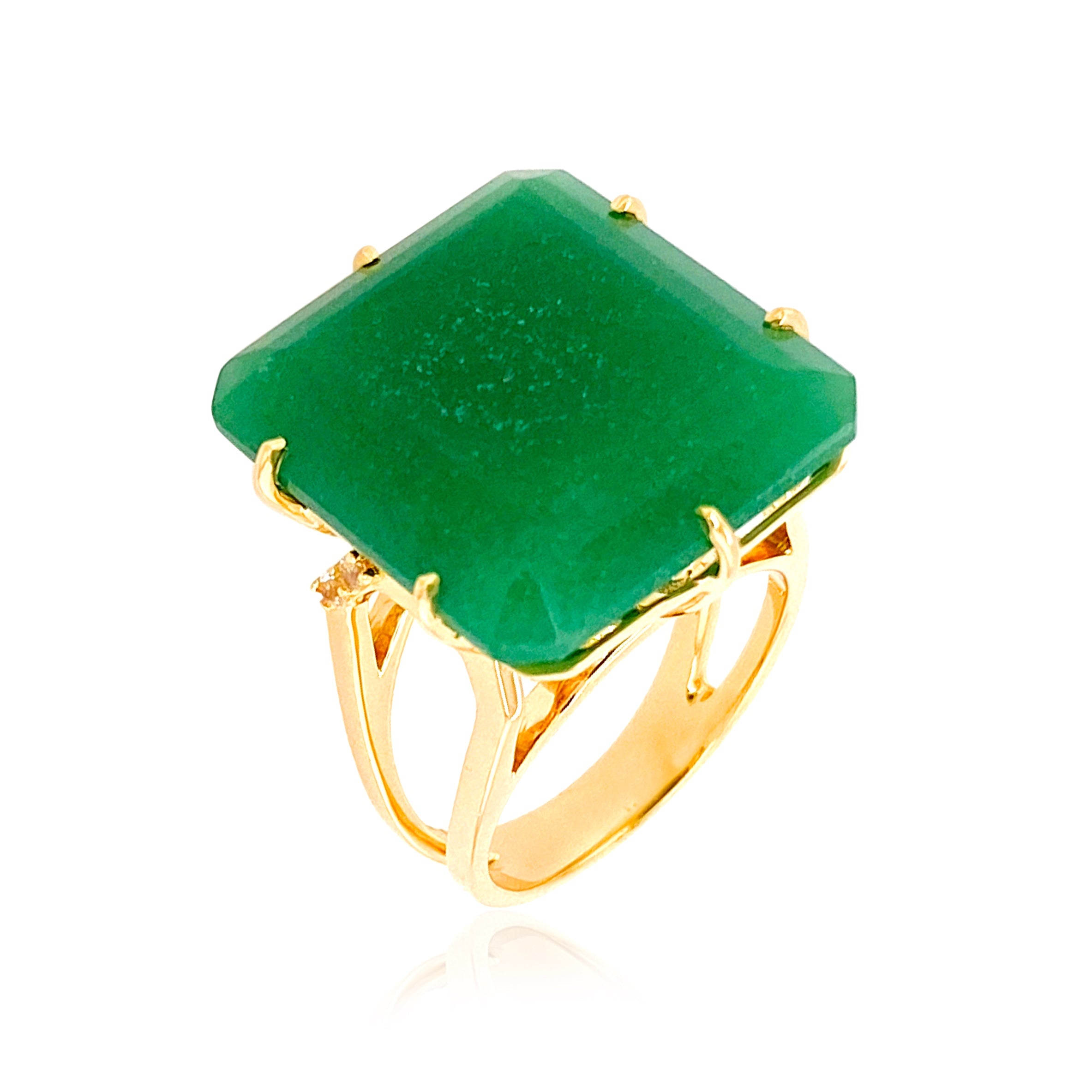 COLUNA Ring (1156) - Green Quartz / YG