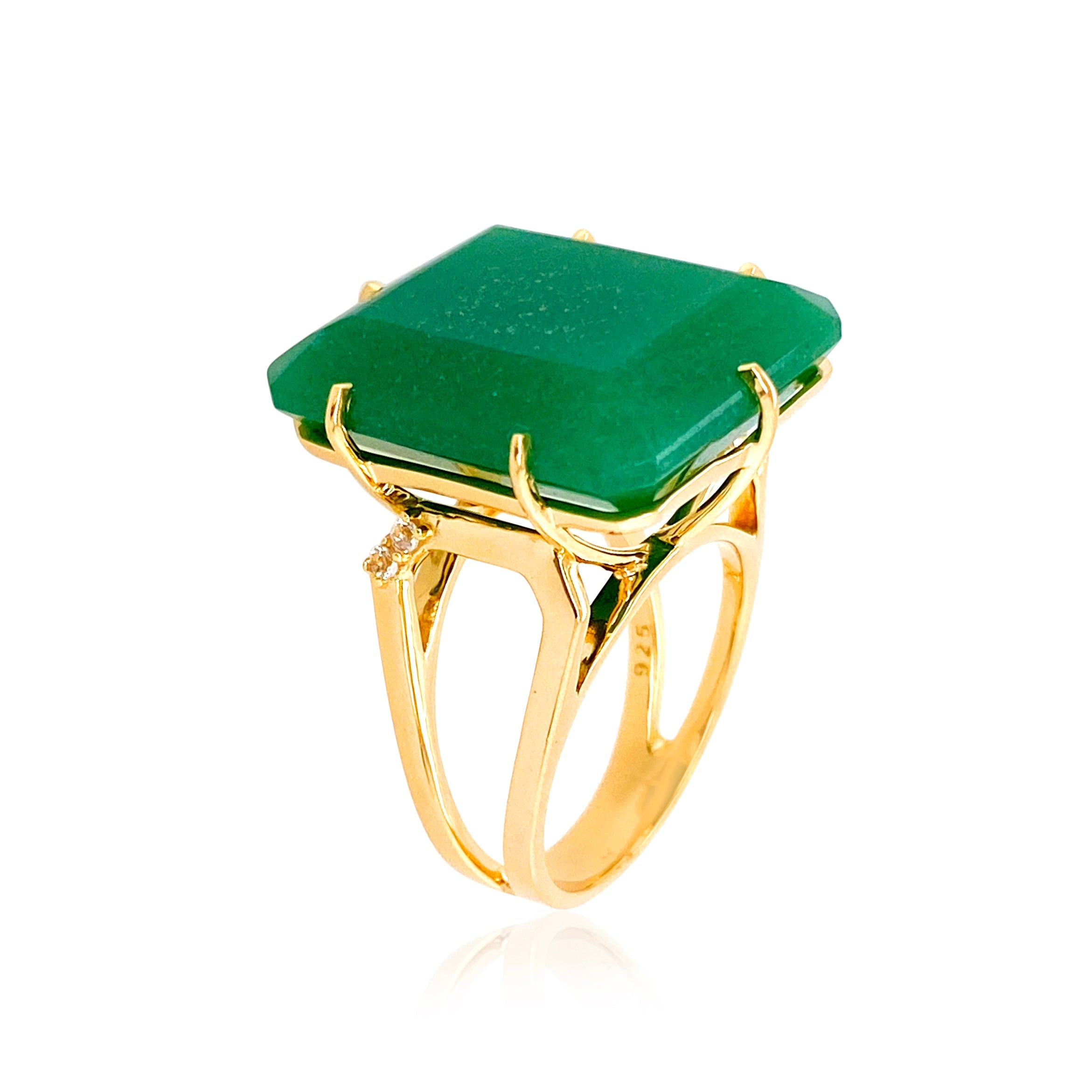 COLUNA Ring (1156) - Green Quartz / YG