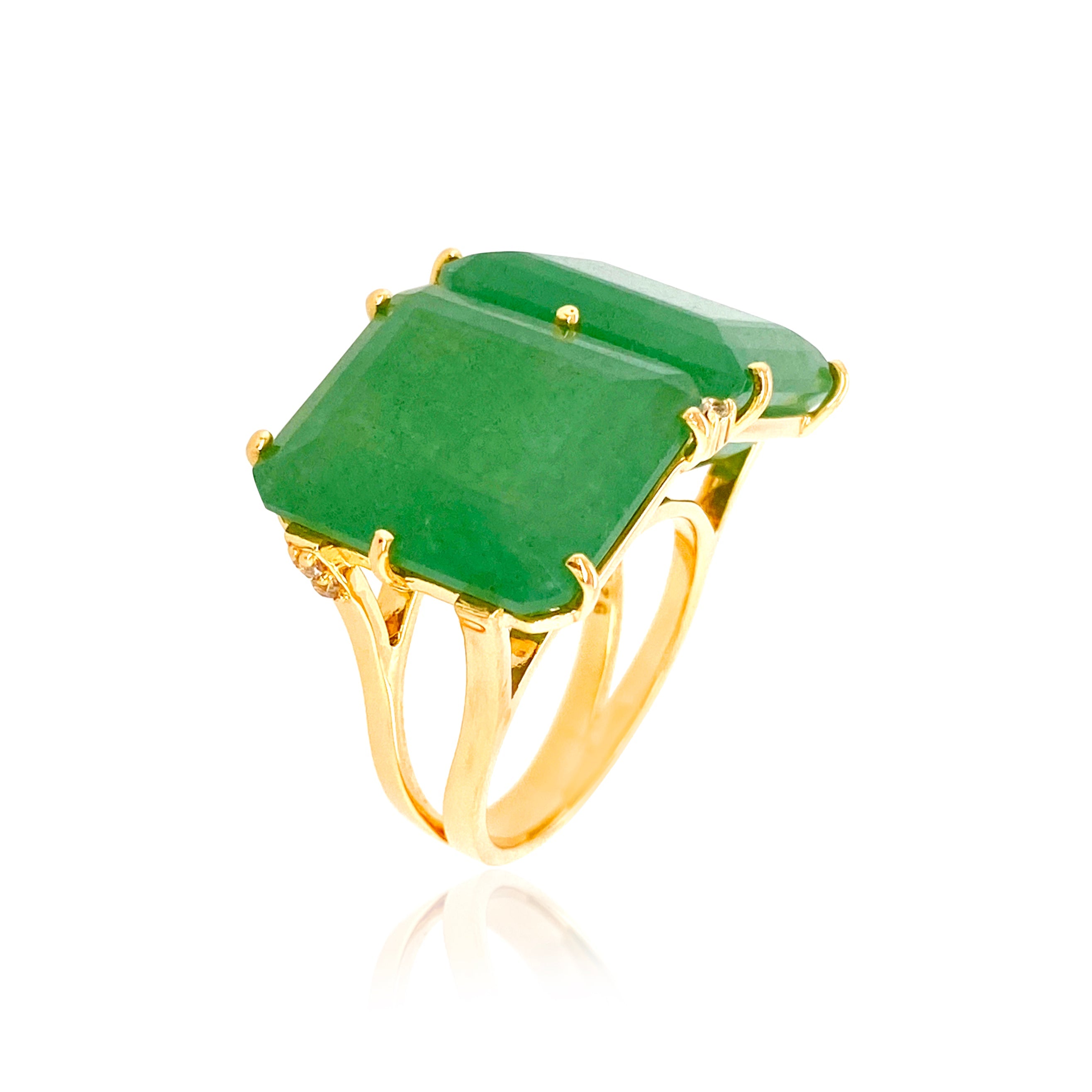 COLUNA Ring (1156) - Mint Emerald Quartz  / YG