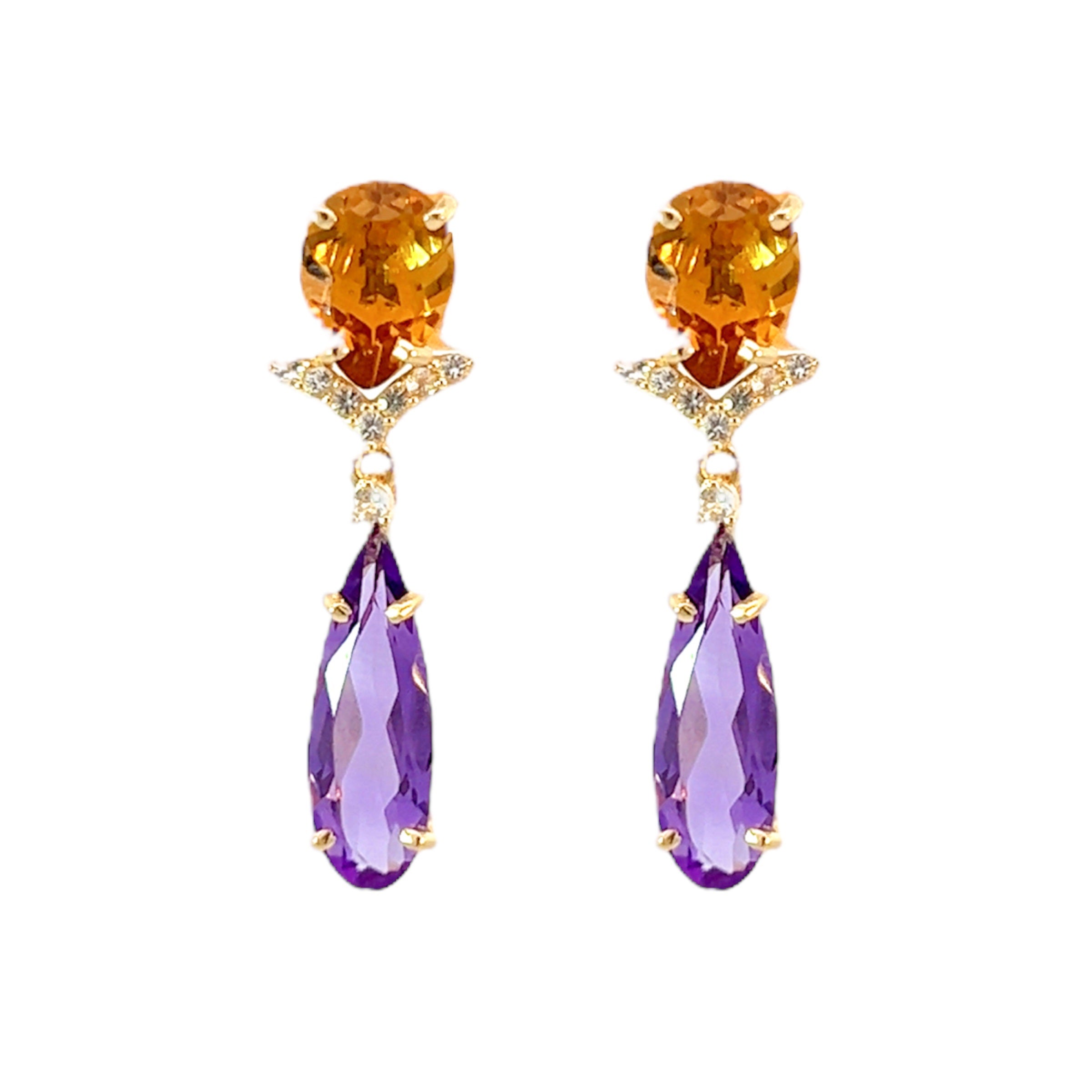 VILLA RICA Earrings (1213) - Champagne Citrine, Amethyst / YG