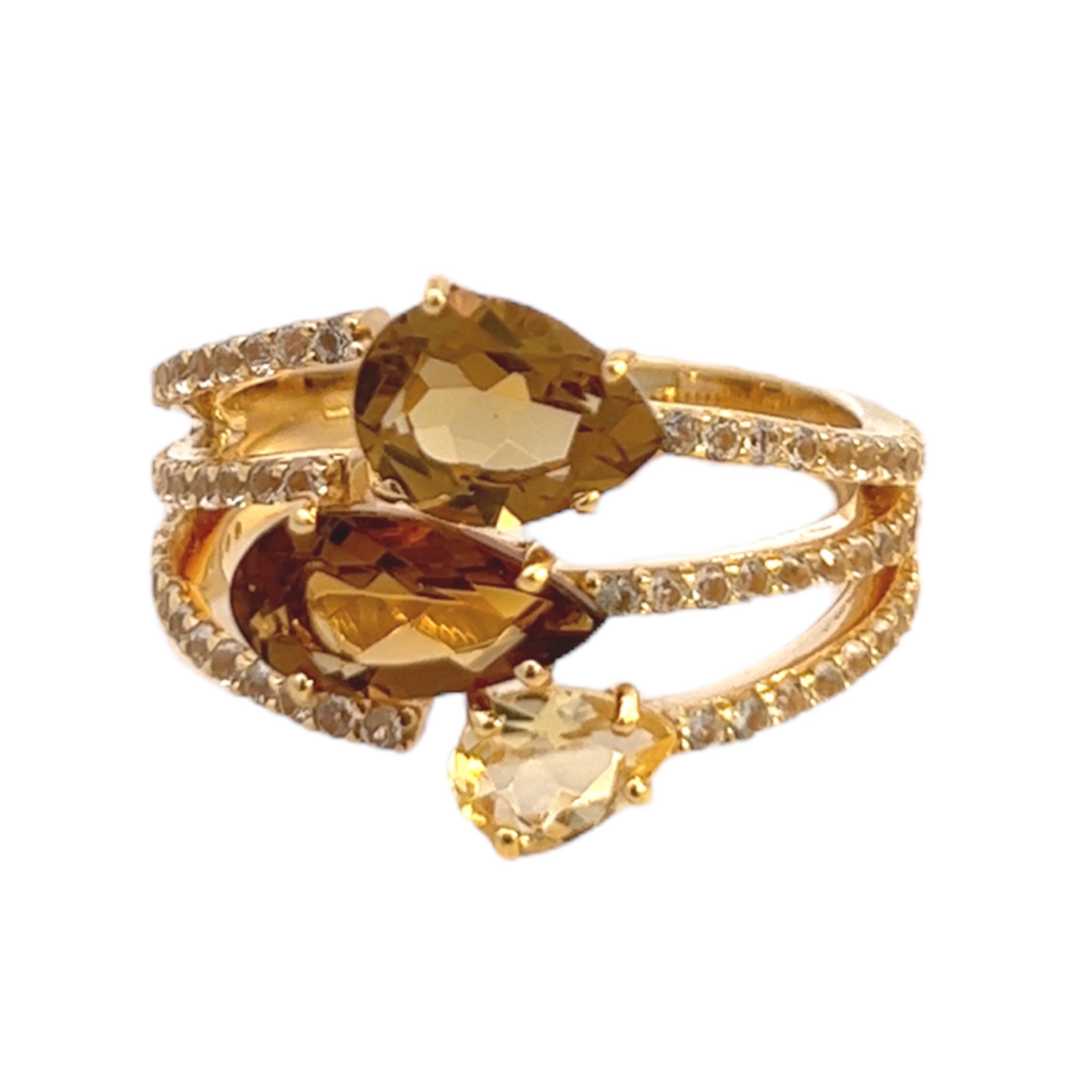 VILLA RICA Ring (1213) - Champagne Citrine, Whisky Citrine, Yellow Light Citrine / YG