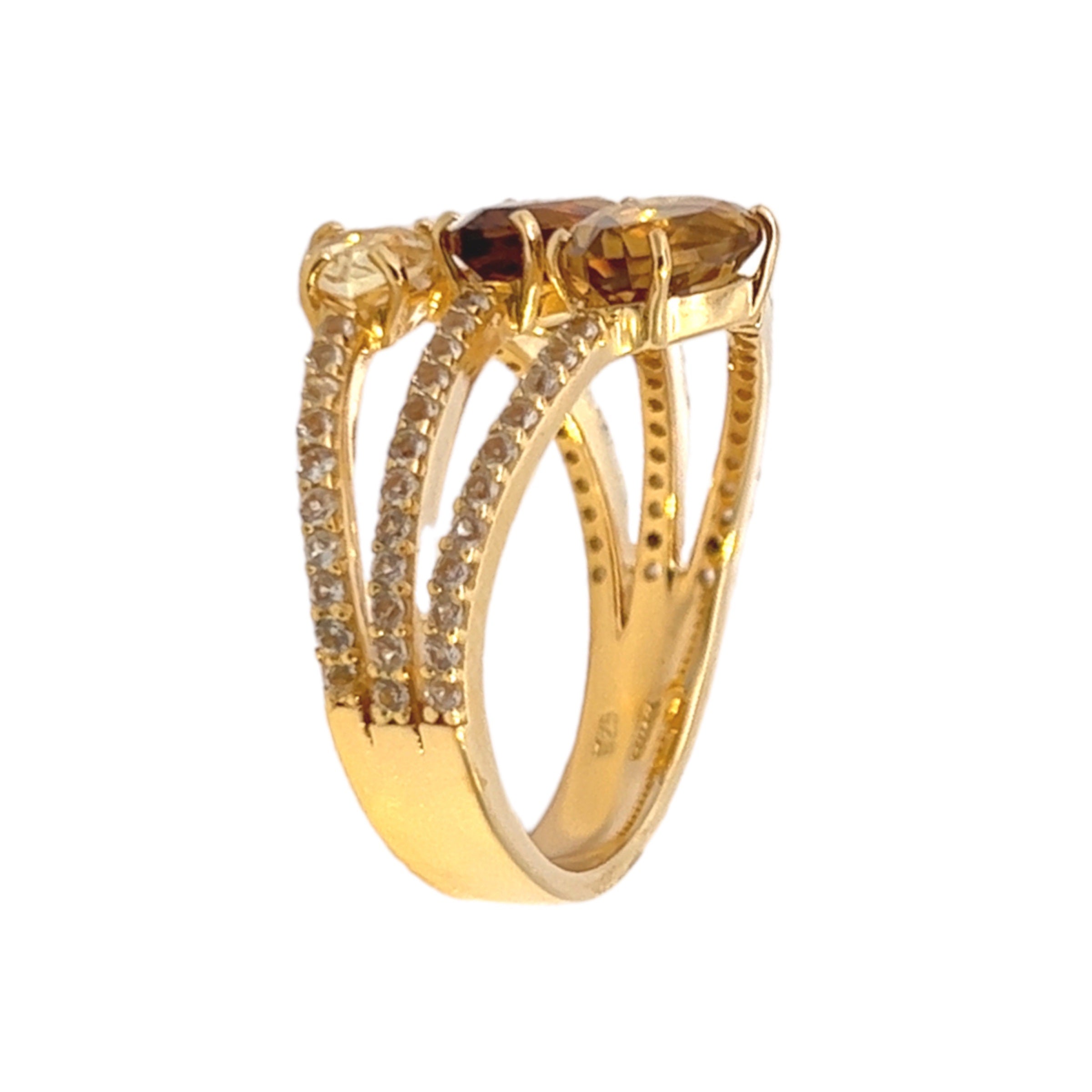 VILLA RICA Ring (1213) - Champagne Citrine, Whisky Citrine, Yellow Light Citrine / YG