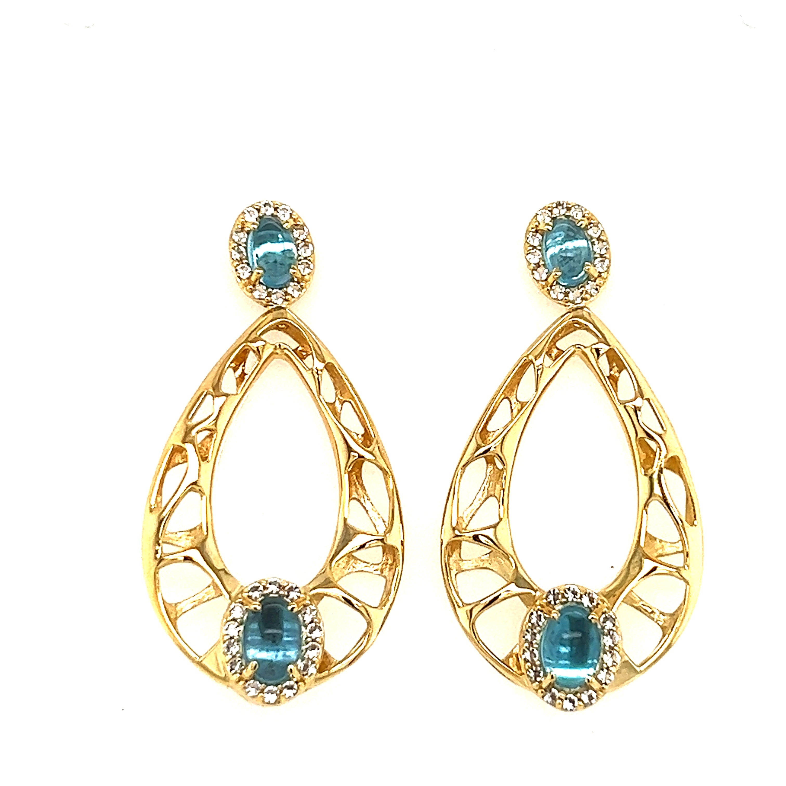 PULSE Earrings (1286) - Blue Topaz / YG