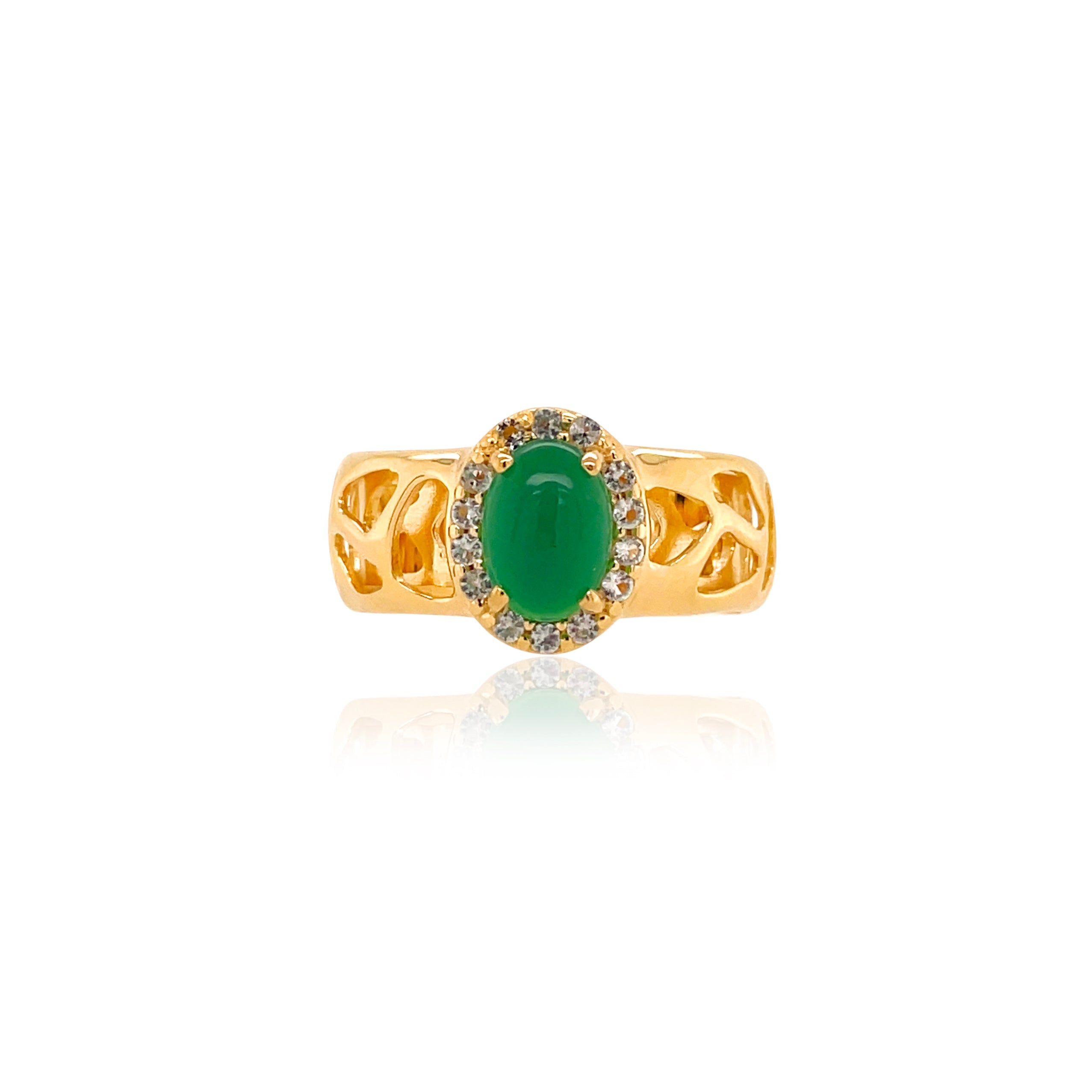 PULSE Ring (1286) - Green Agate / YG