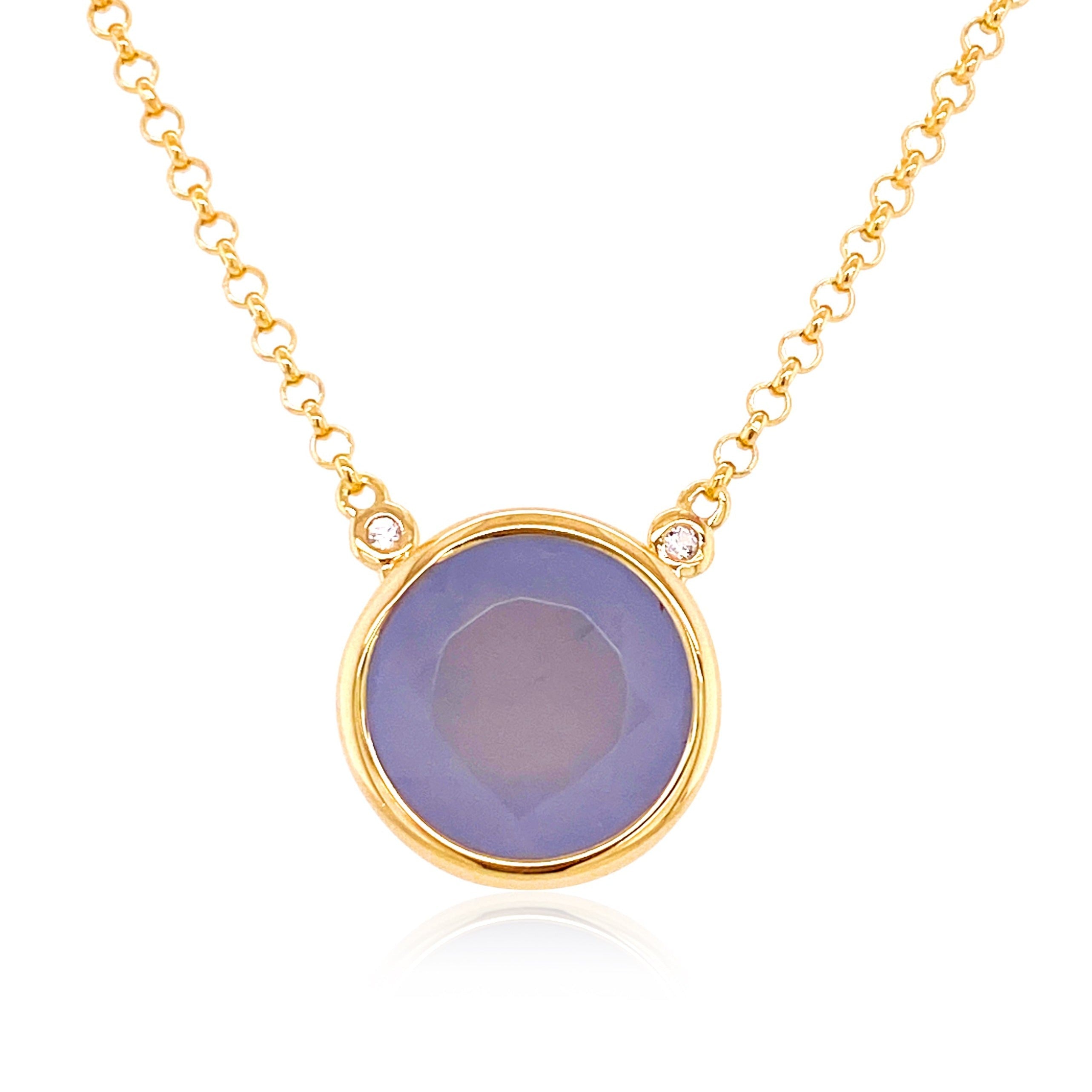 SIGNATURE Necklace (1287) - Blue Chalcedony / YG