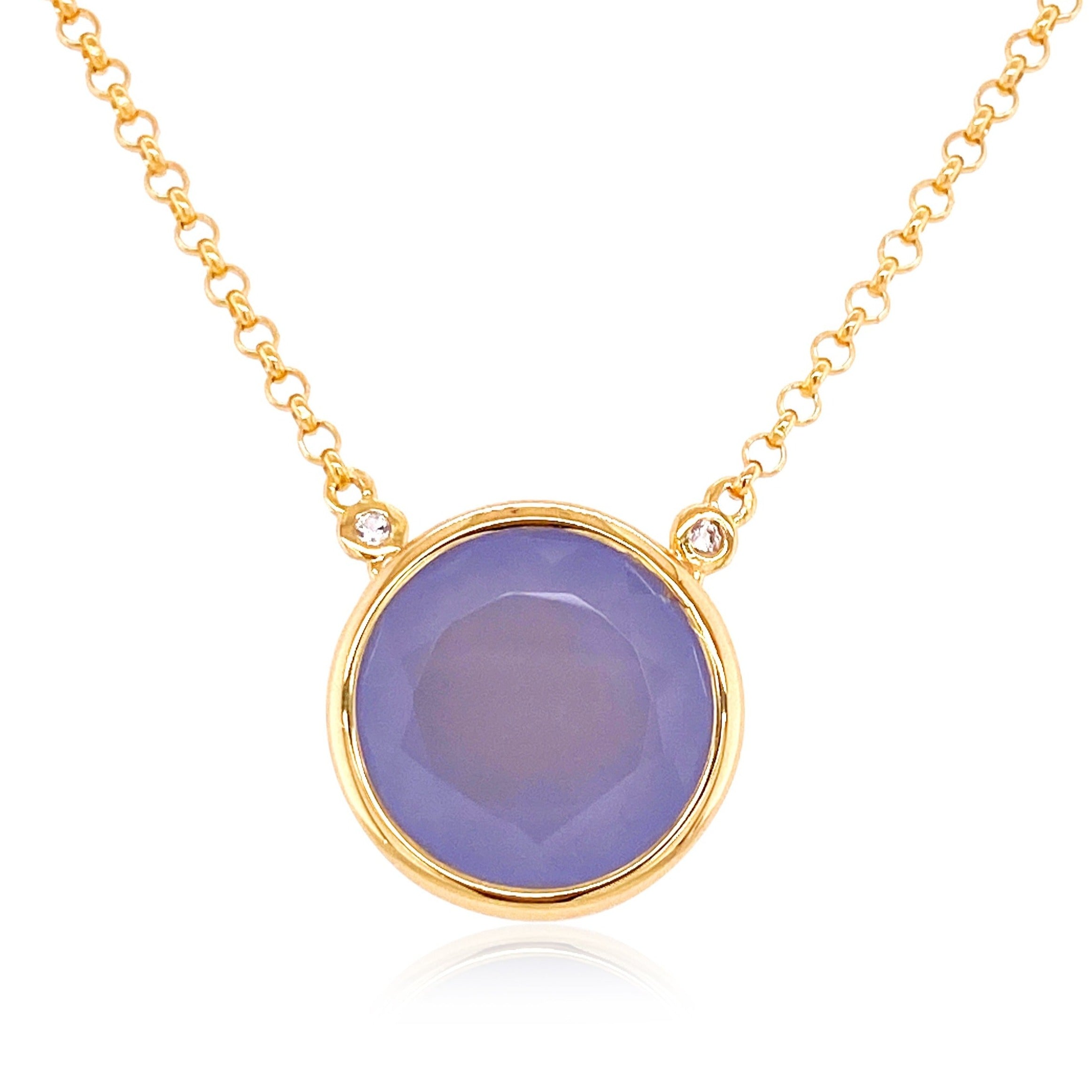 SIGNATURE Necklace (1287) - Blue Chalcedony / YG