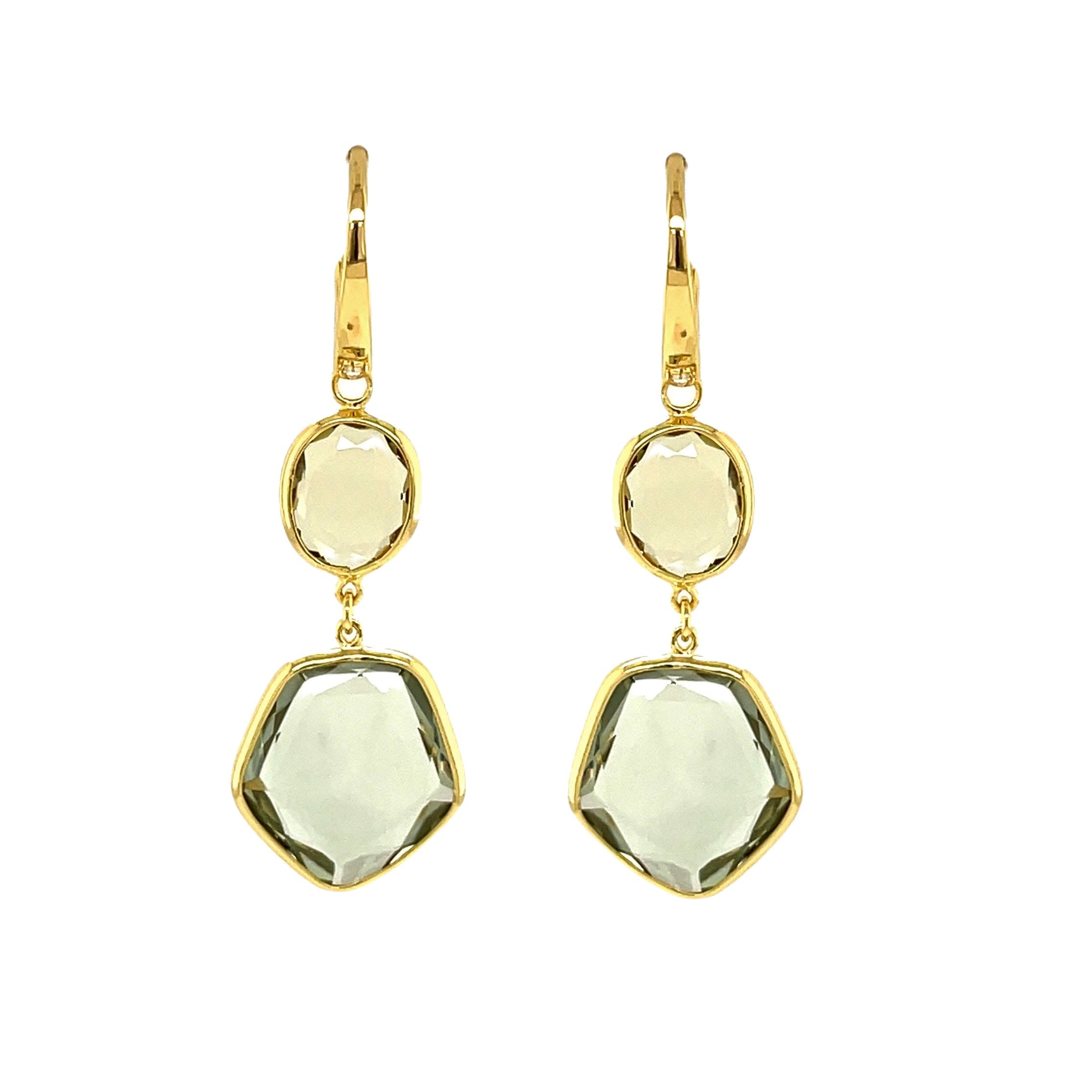 Classic Earrings (1316) - Green Gold Quartz, Praziolite / YG