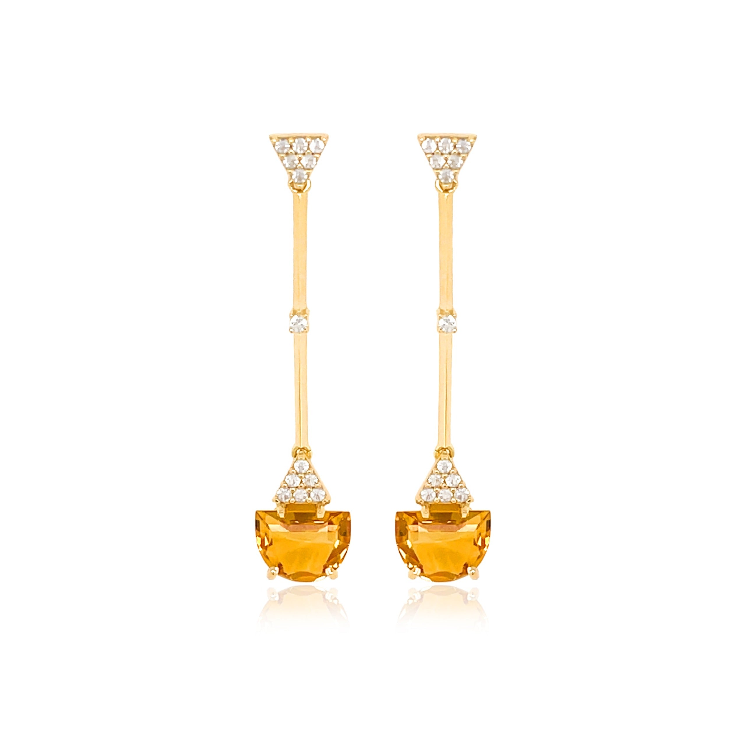 PENDULUM Earrings (1323) - Yellow Citrine / YG