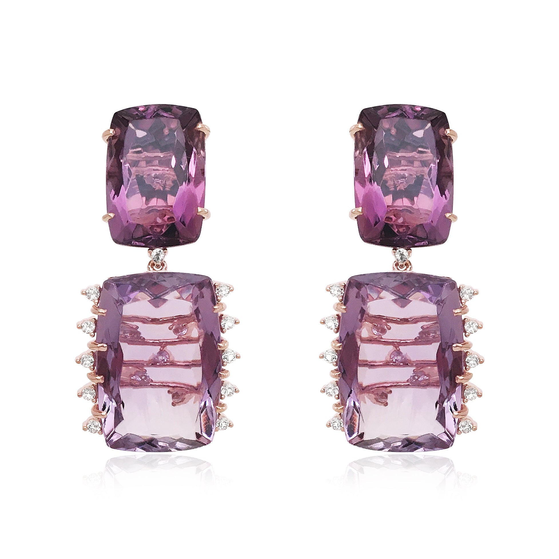 TRANSPARENZA Earrings (0802) - Pink Amethyst / RG