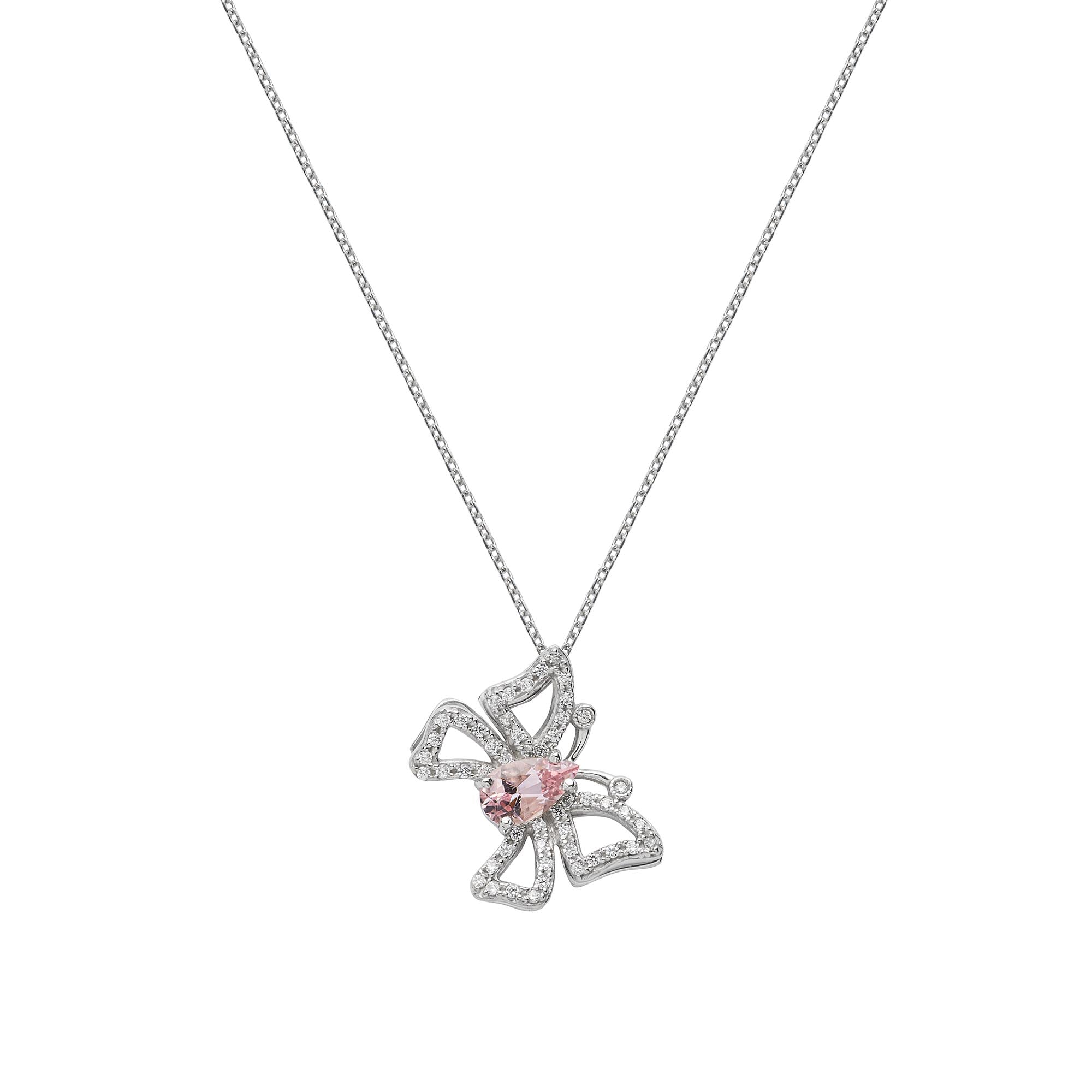 Butterfly Necklace (1327) - Morganite / WG
