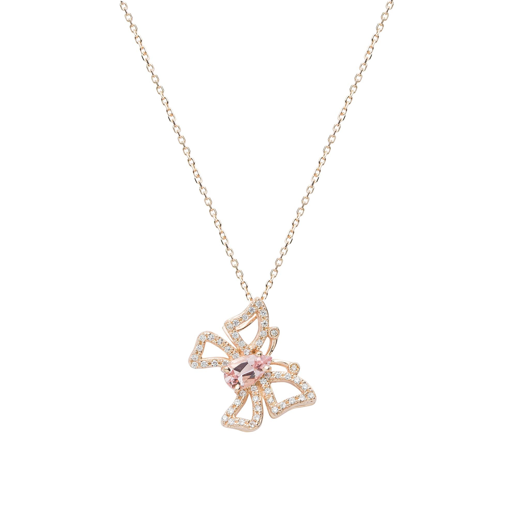 Butterfly Necklace (1327) - Morganite / RG