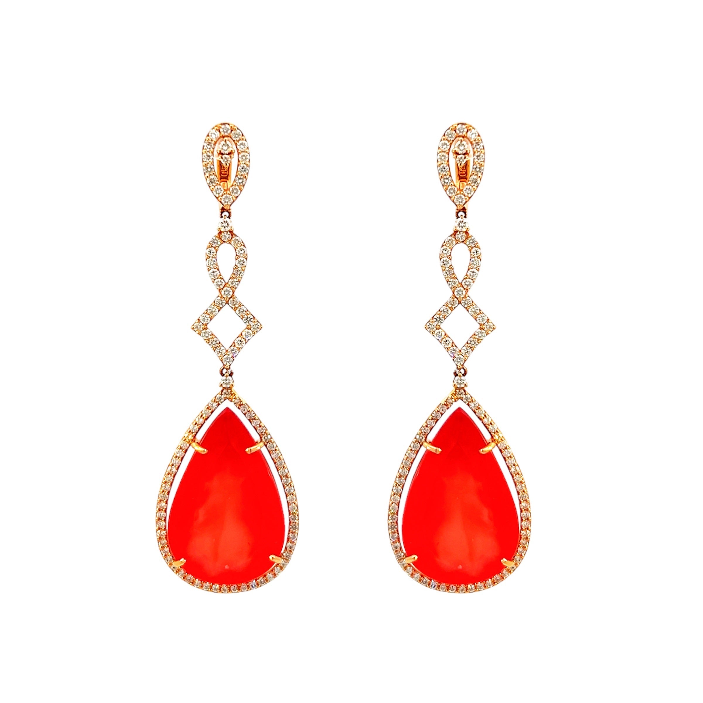 18K Rhodochrosite Earrings