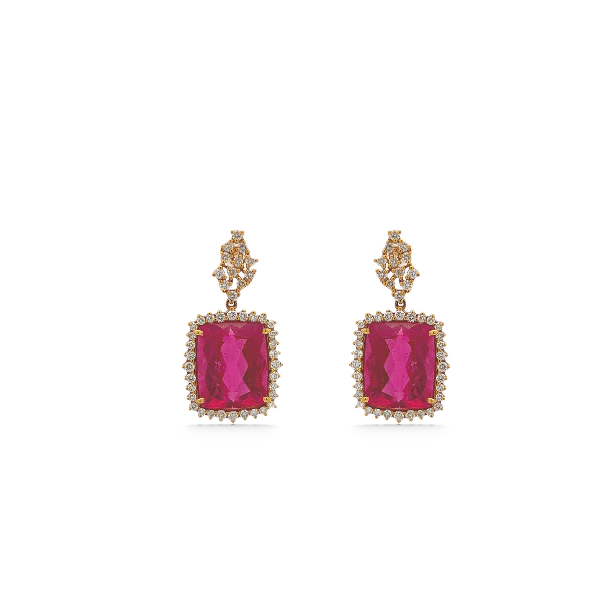 18K Rubellite Earrings