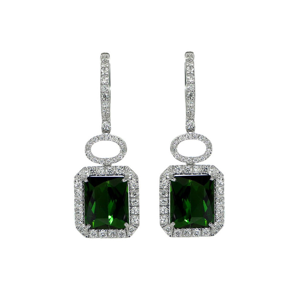 Brincos de turmalina verde 18K