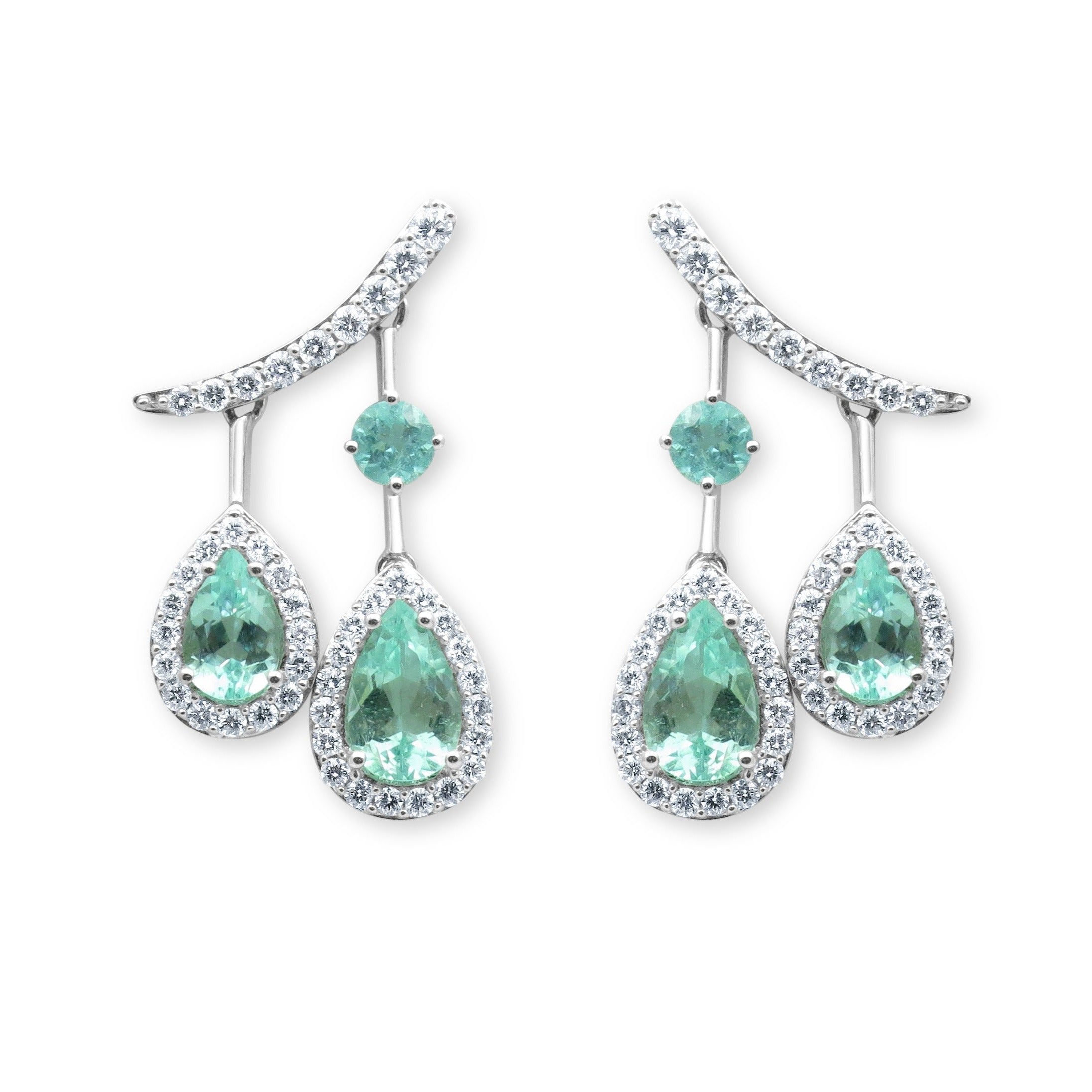 Buy Paraiba Tourmaline Earrings Aqua Blue Earrings Angelina Jolie Earrings  Statement Earrings American Diamond Aquamarine Earrings Dangle CZ Online in  India - Etsy