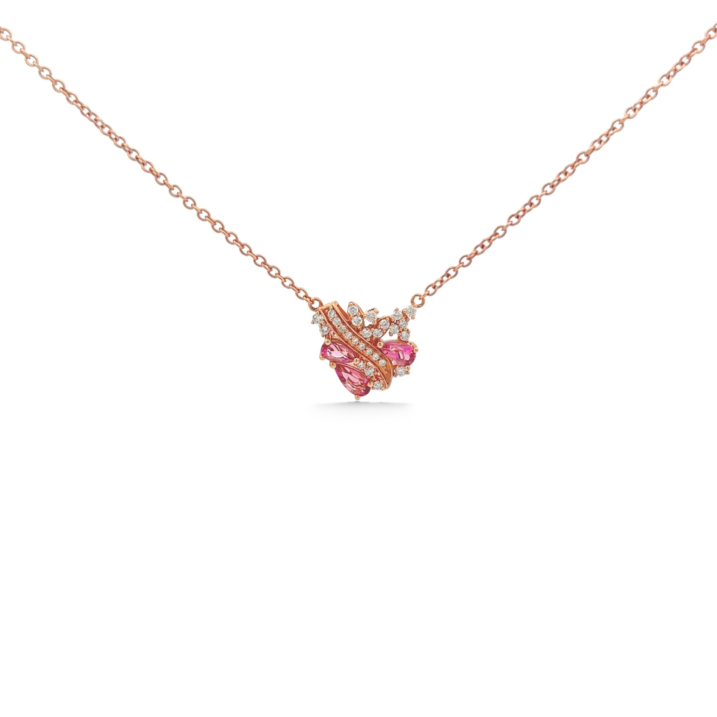 Colar de turmalina rosa 18K