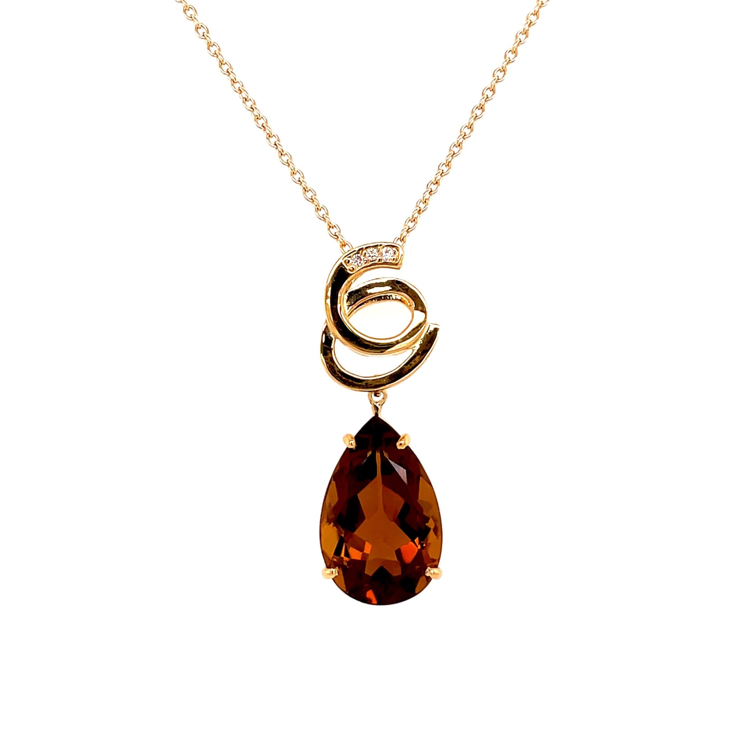 18K Whisky Citrine Pendant